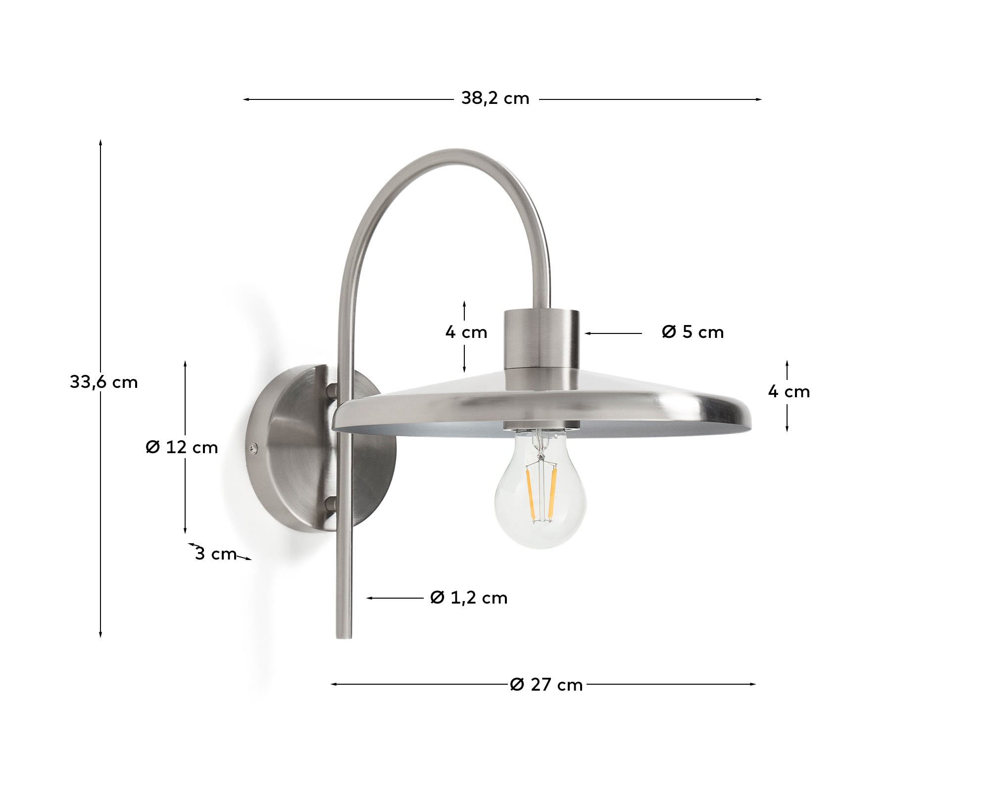 Nuvira wall light in light grey brushed metal