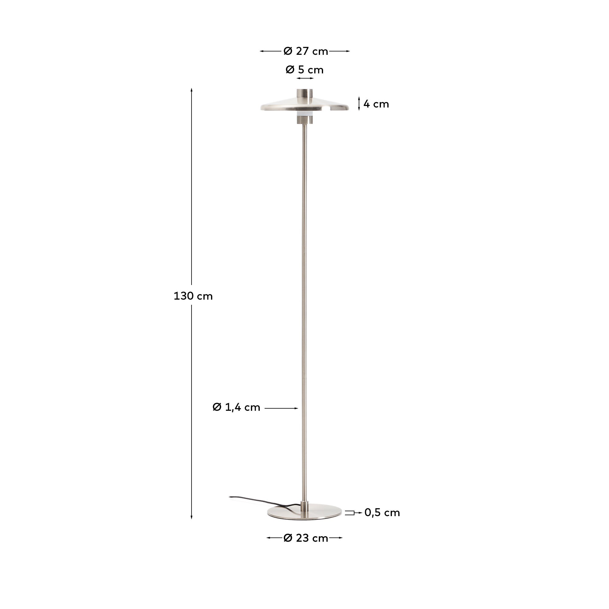 Nuvira floor lamp in light grey brushed metal