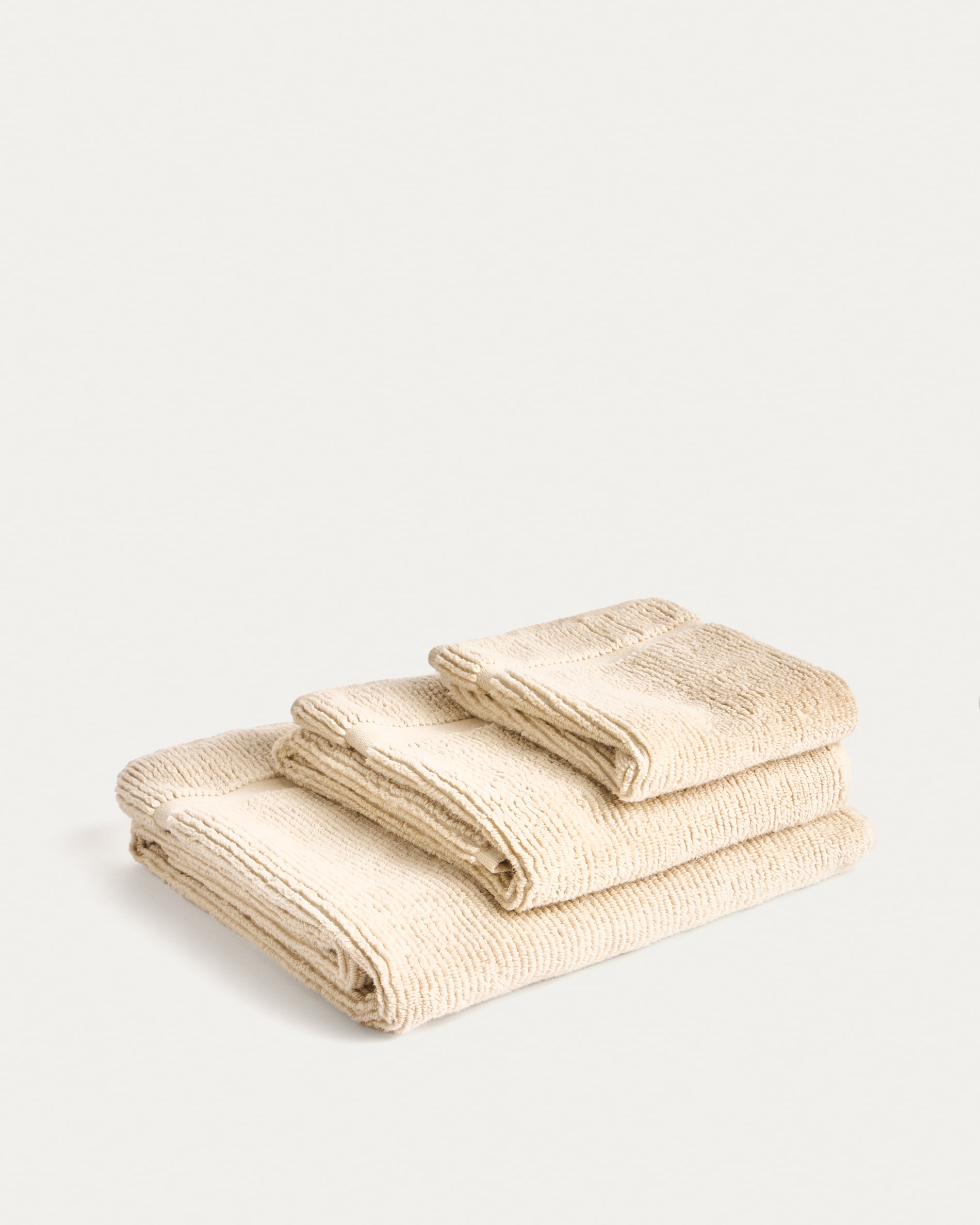 Olvira 100% cotton beige jacquard hand towel 30 x 50cm