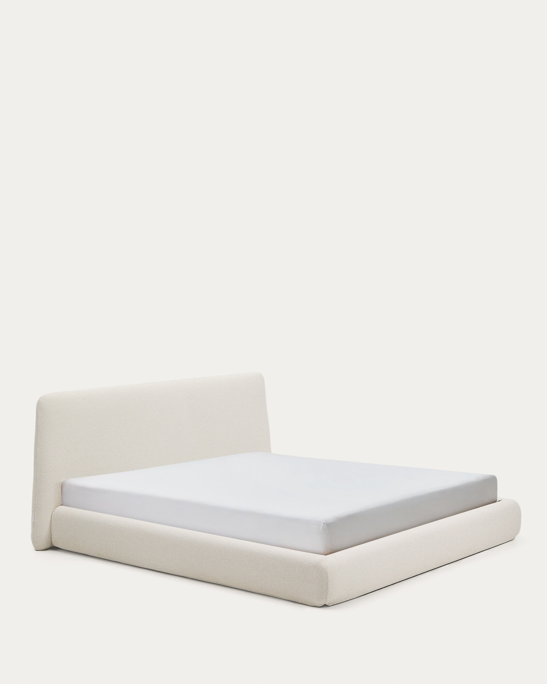Martina bed with removable cover in ecru chenille for mattress 180 x 200cm
