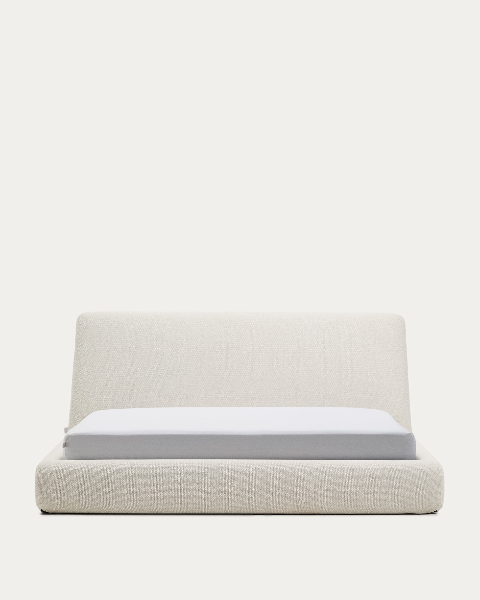Martina bed with removable cover in ecru chenille for mattress 180 x 200cm