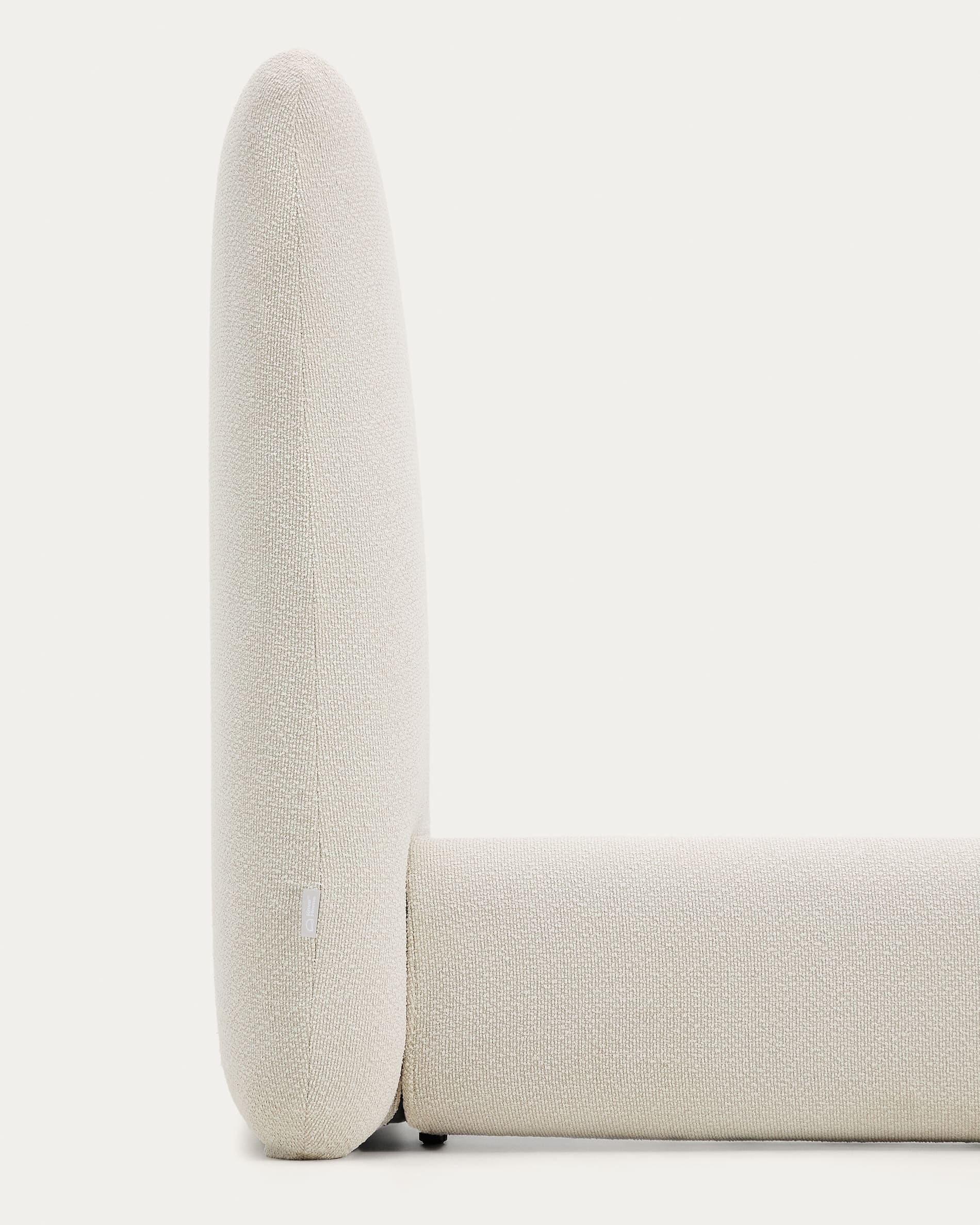 Martina bed with removable cover in ecru chenille for mattress 180 x 200cm