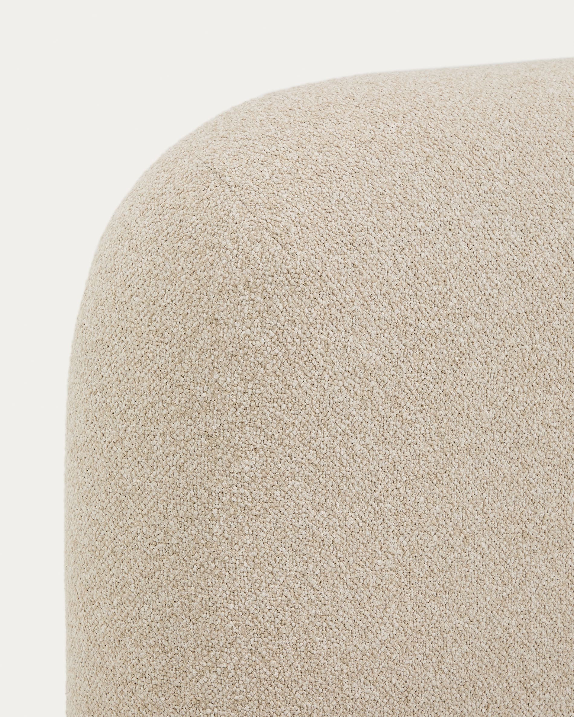 Odina ecru bouclé bed with removable cover and solid ash wood legs with natural finish for 160 x 200cm mattress