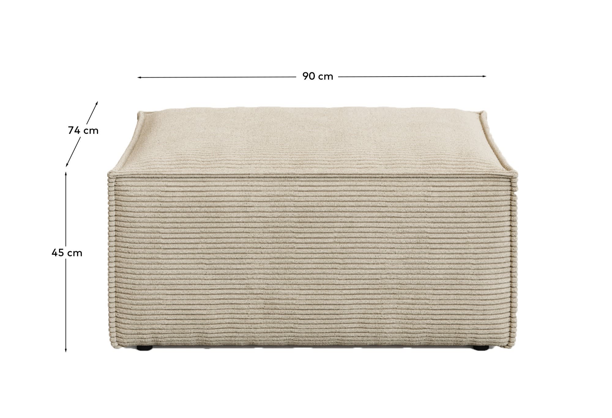 Blok fire-retardant footrest in thick ecru corduroy 90 x 74cm FSC Mix Credit FR