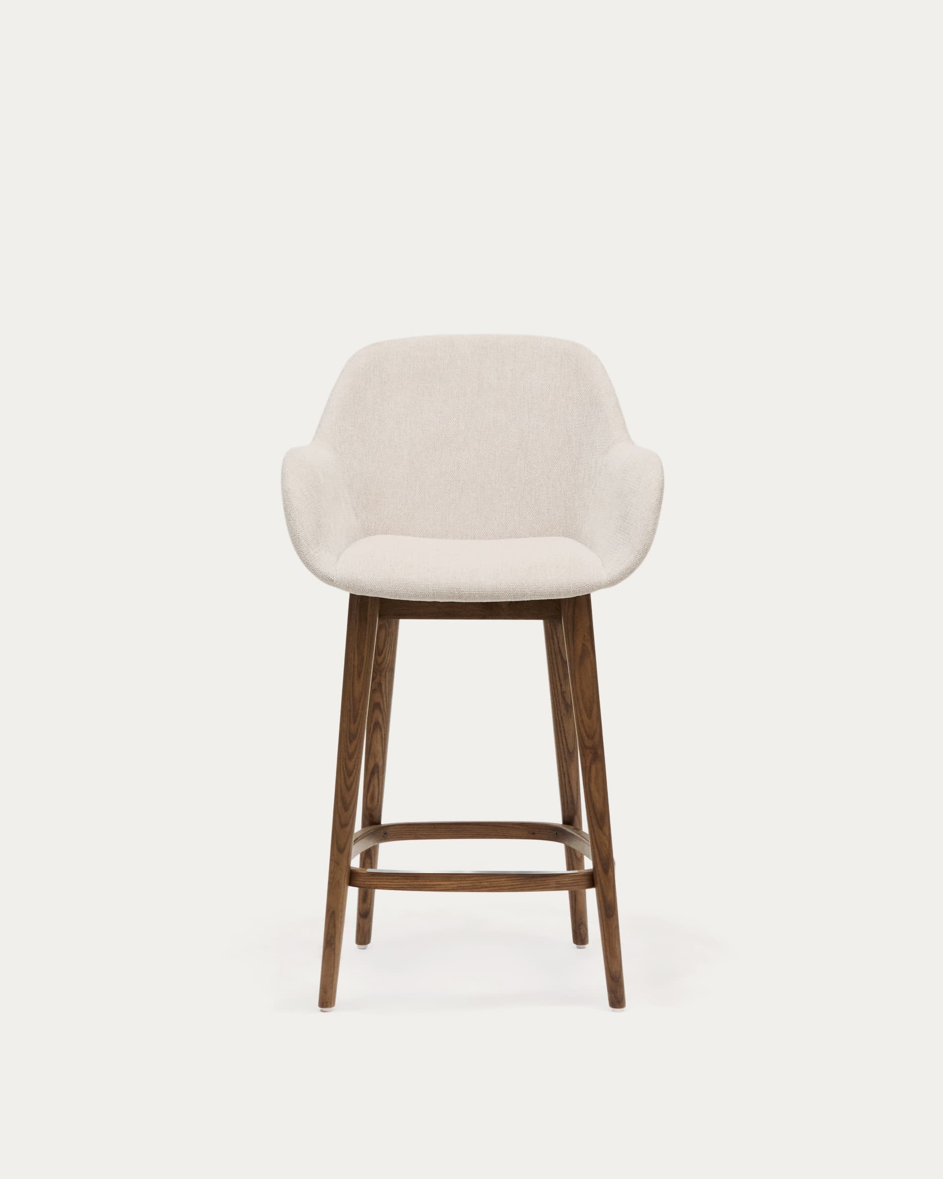 Konna stool in beige and solid ash wood legs in a dark finish, 65 cm