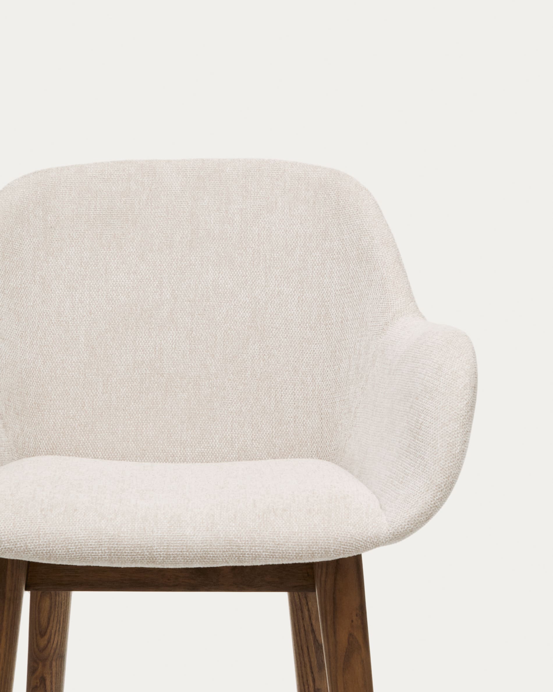 Konna stool in beige and solid ash wood legs in a dark finish, 65 cm
