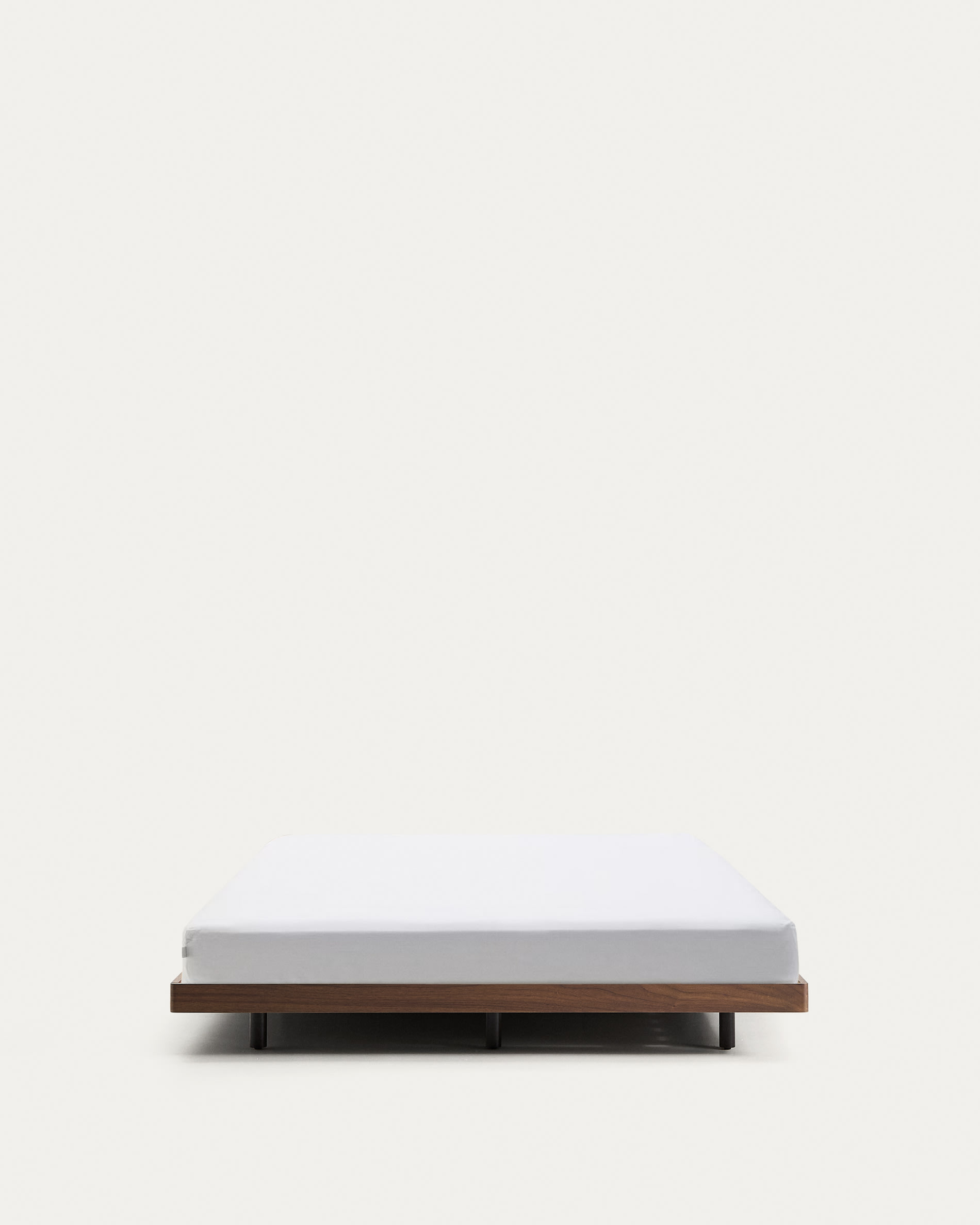 Norlen bed base in walnut veneer with dark finish for 160 x 200cm mattress FSC Mix Credit