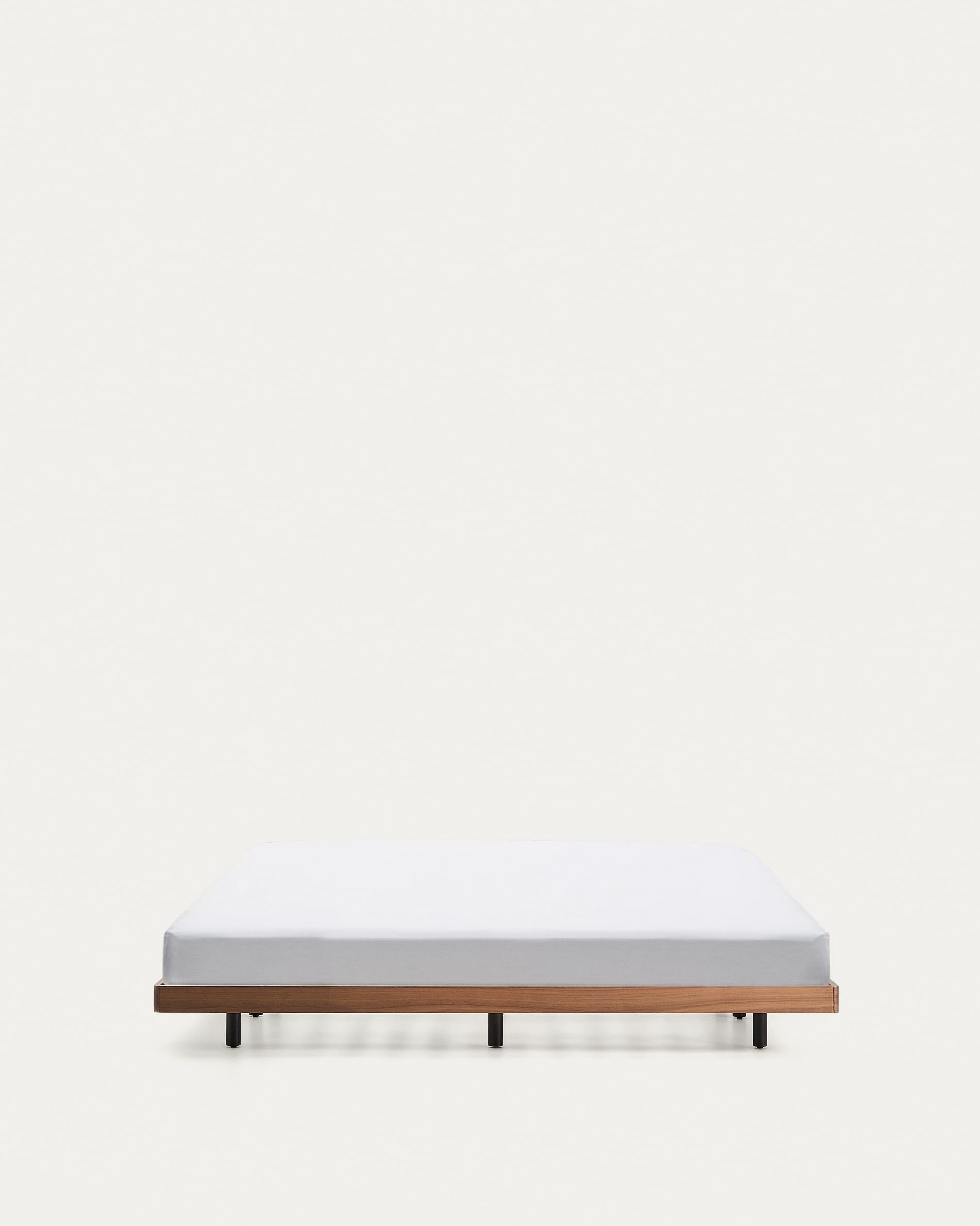 Norlen bed base in walnut veneer with dark finish for 160 x 200cm mattress FSC Mix Credit