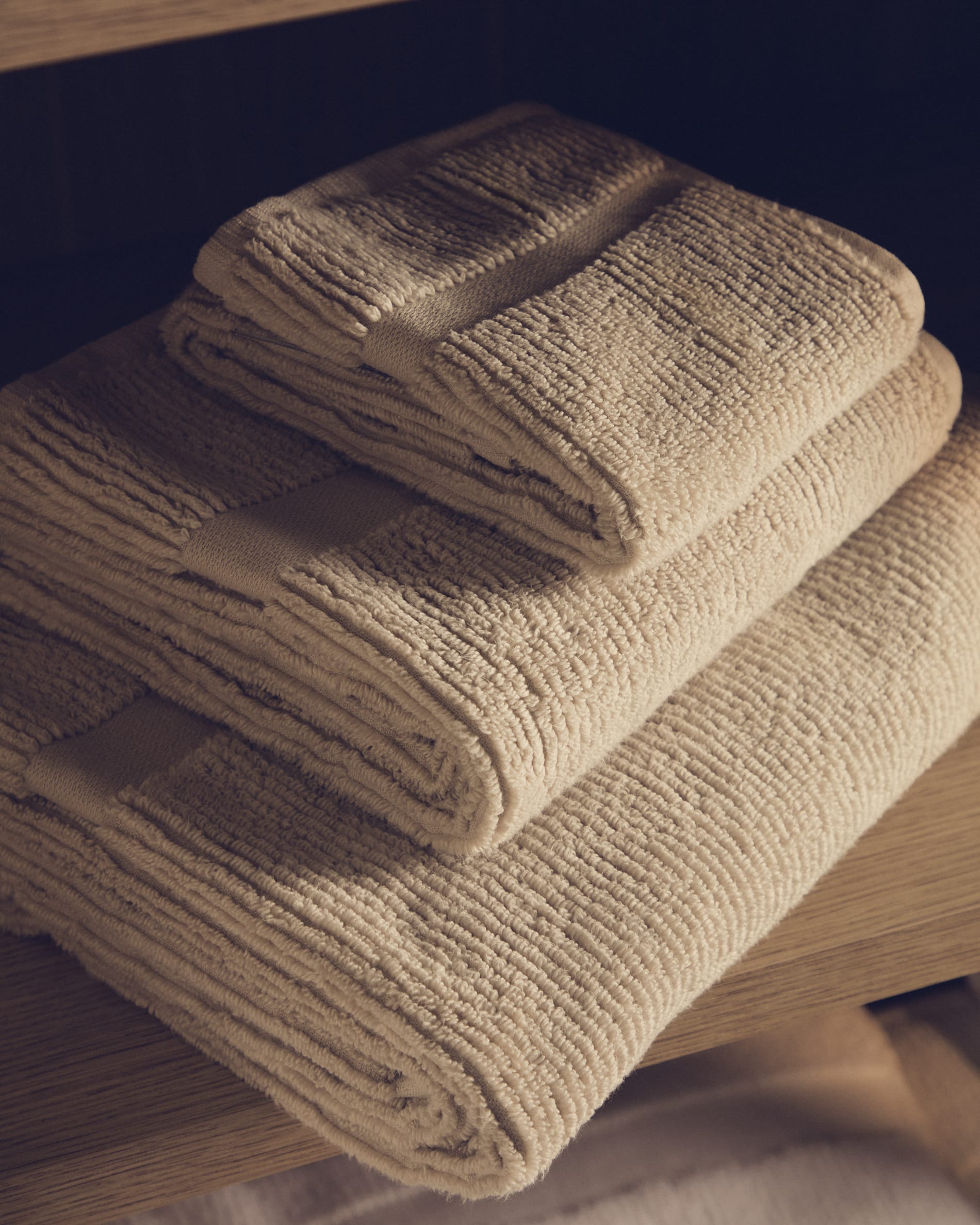 Olvira 100% cotton beige jacquard hand towel 30 x 50cm