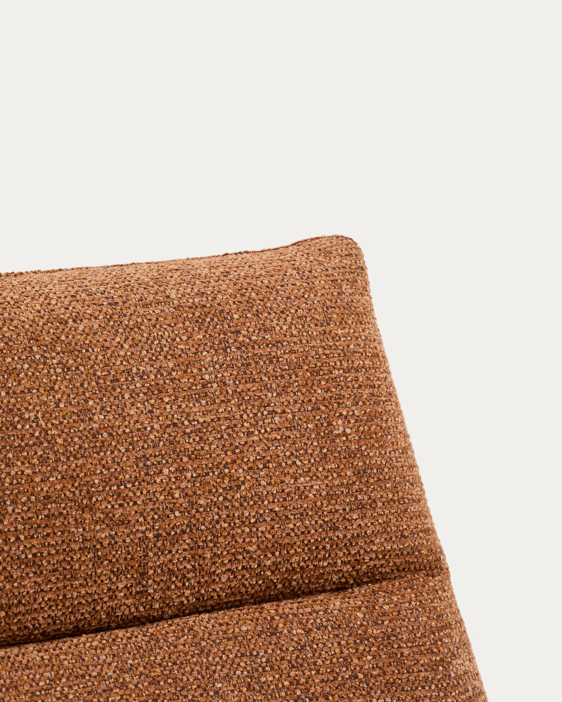 Asen terracotta chenille armchair with black steel legs FSC 100%