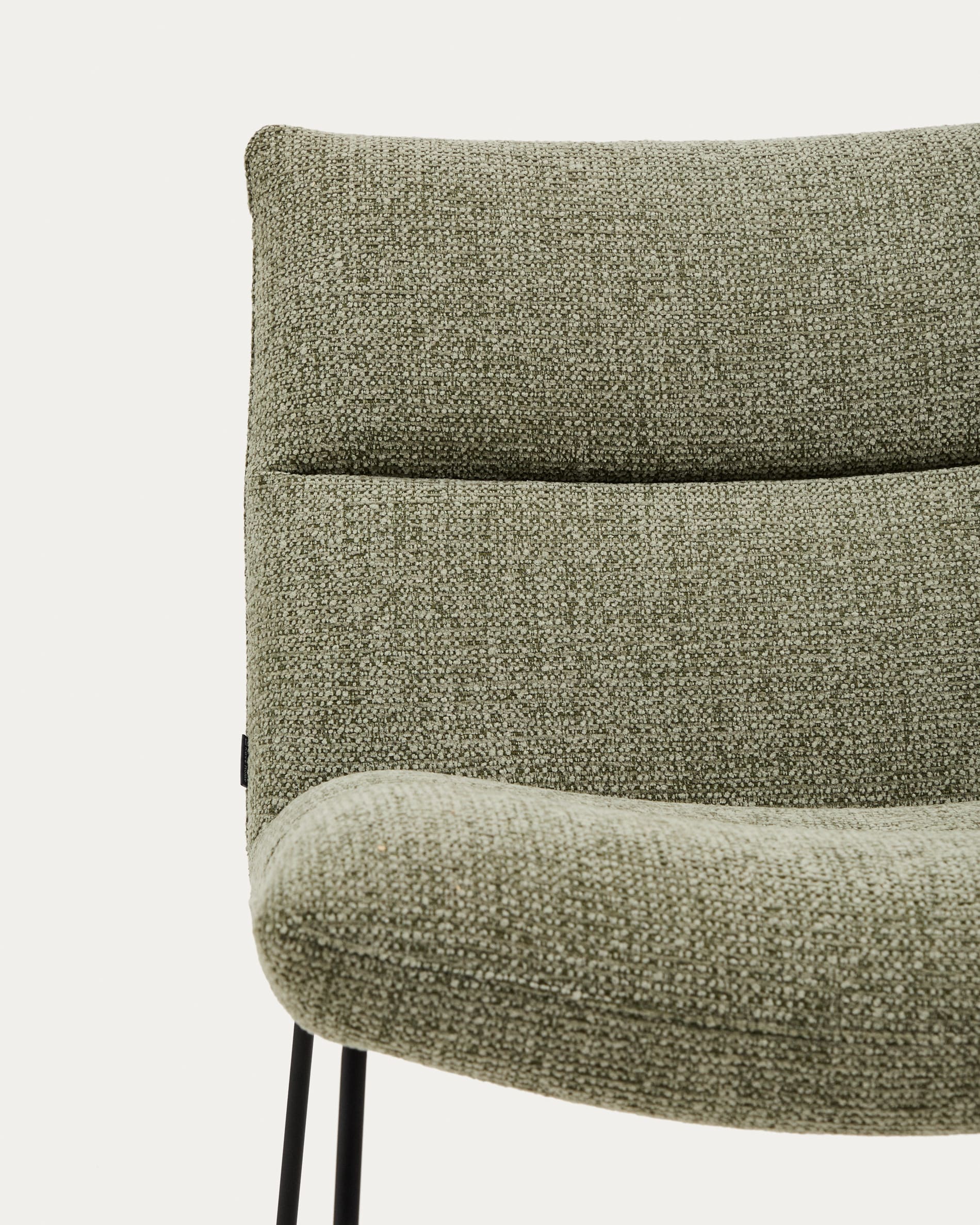 Asen green chenille armchair with black steel legs FSC 100%