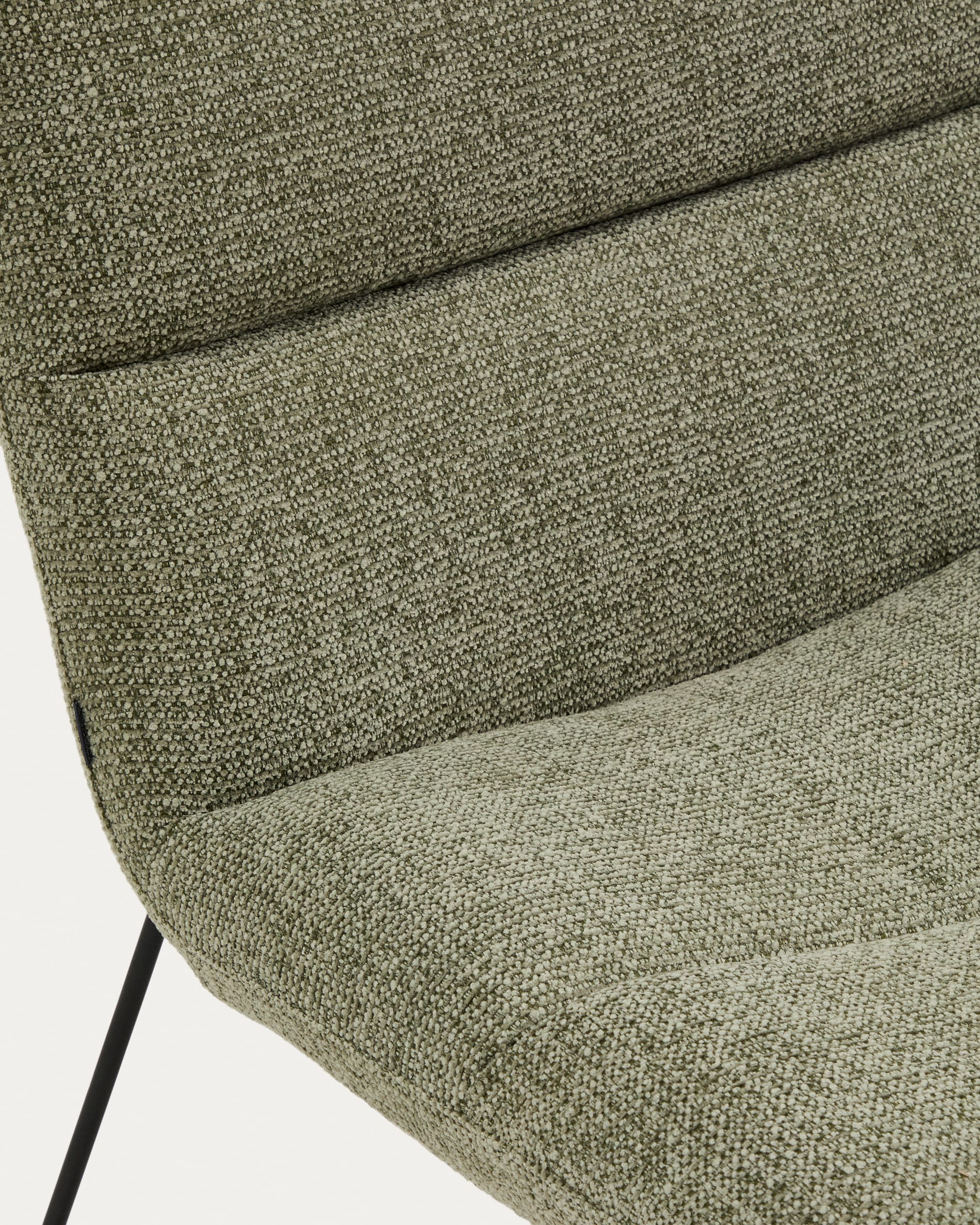 Asen green chenille armchair with black steel legs FSC 100%