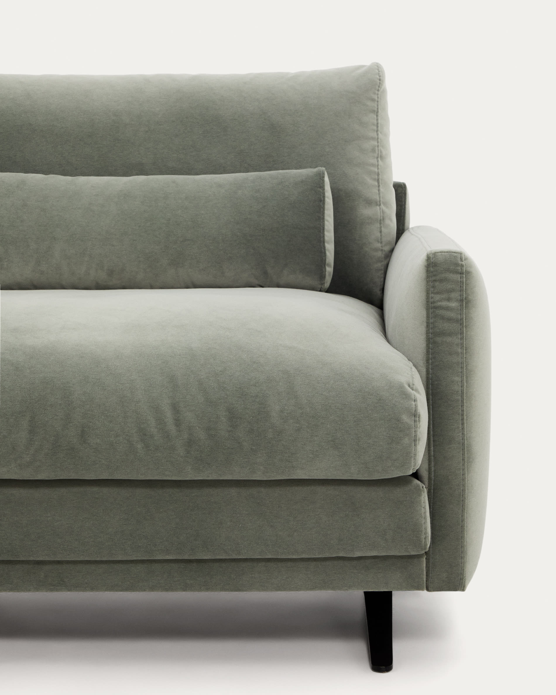 Veliro green velvet 3-seater sofa with black steel legs 240cm FSC Mix Credit