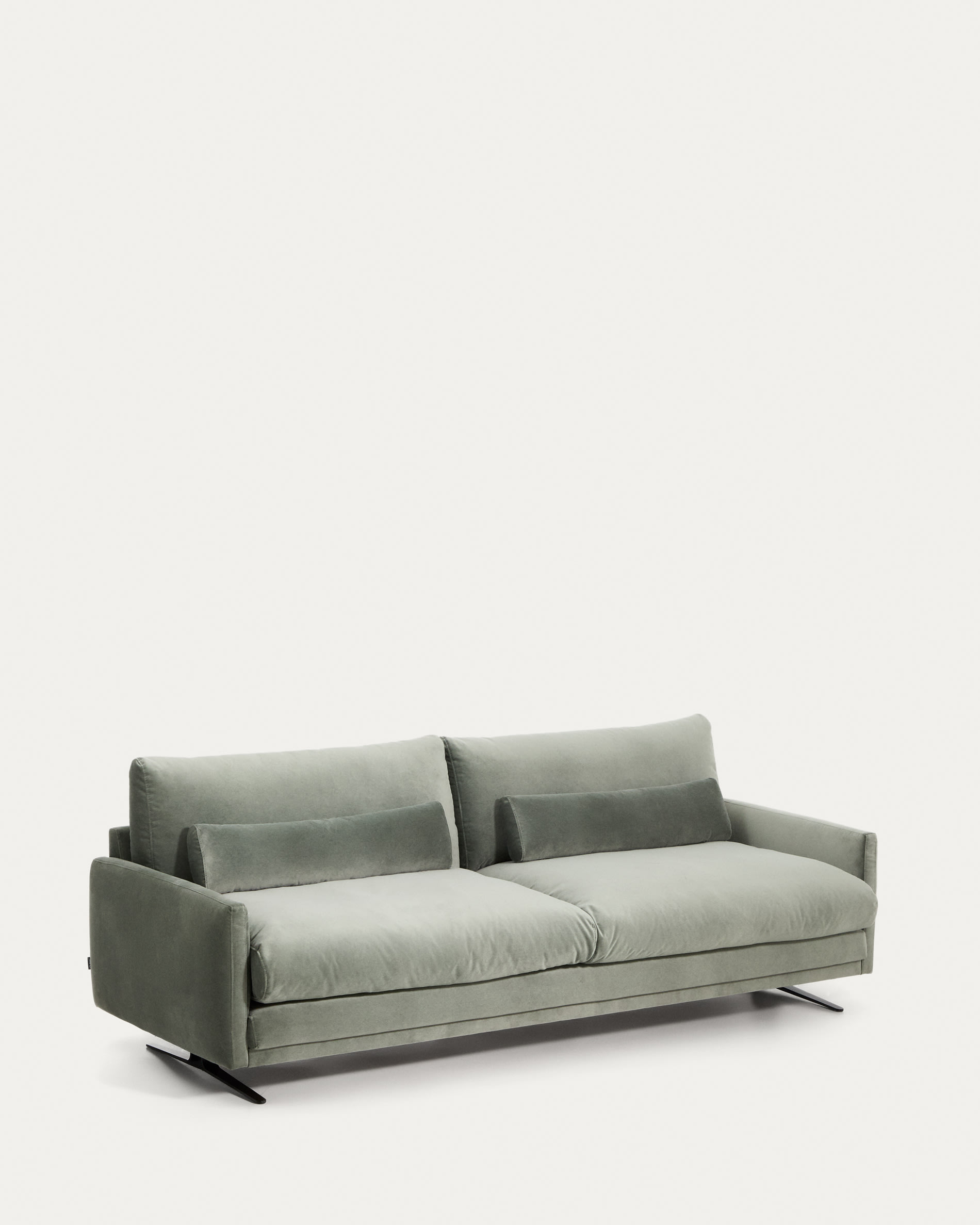 Veliro green velvet 3-seater sofa with black steel legs 240cm FSC Mix Credit