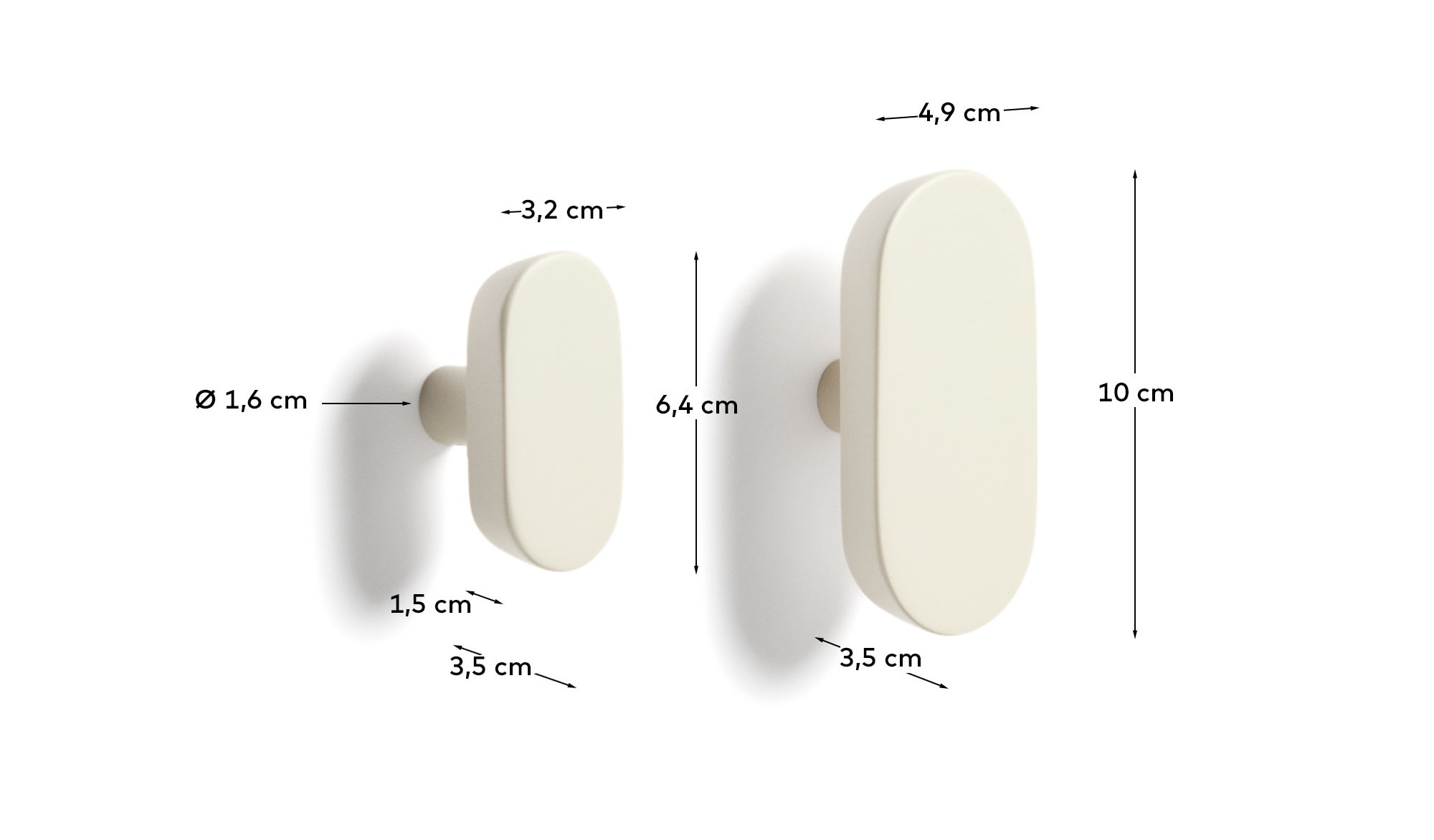 Arely set of 2 solid beech wood hangers with beige lacquer finish 6.5 cm/10 cm