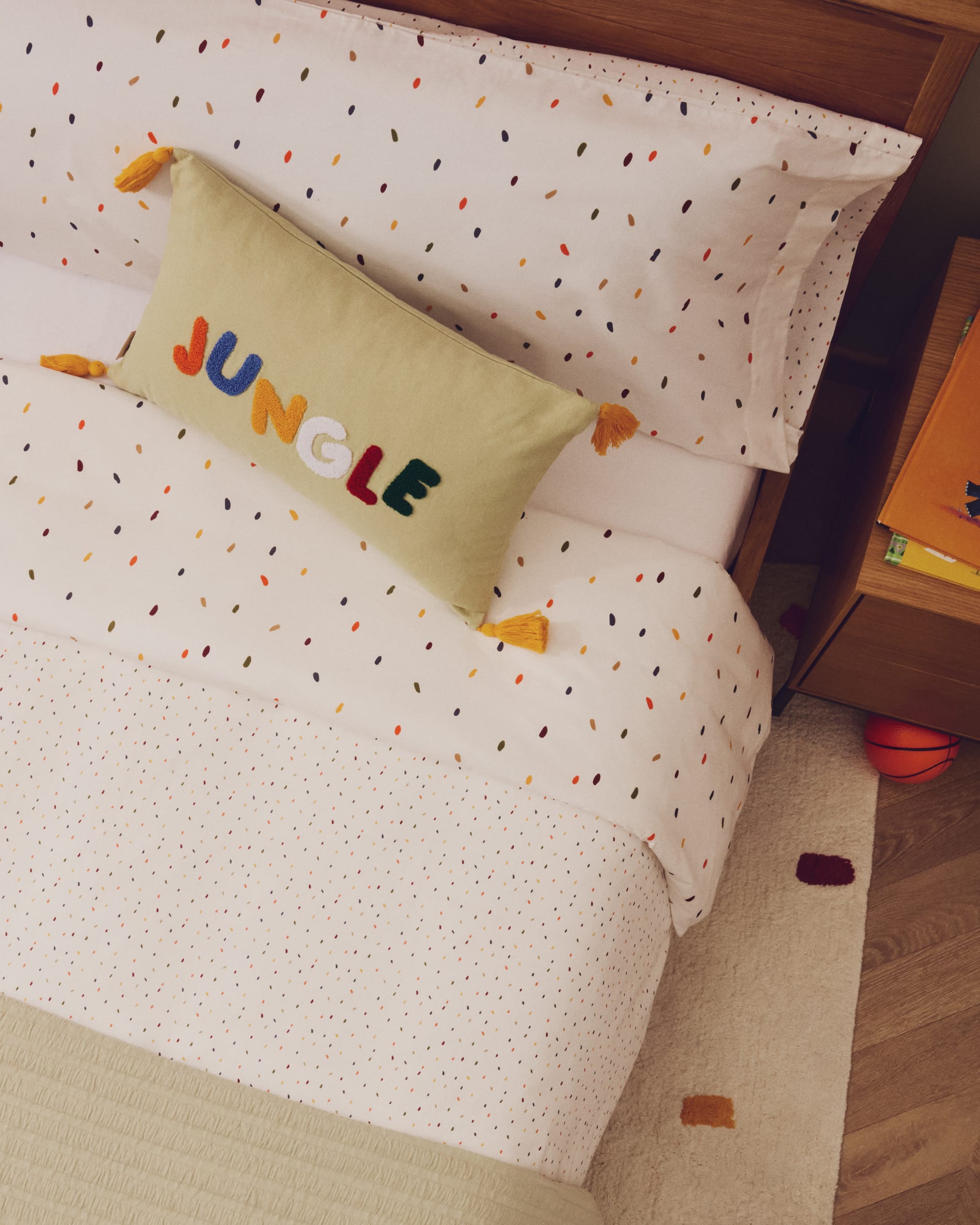Epifania duvet cover and pillowcase set in cotton percale with multicolour print for 70cm bed