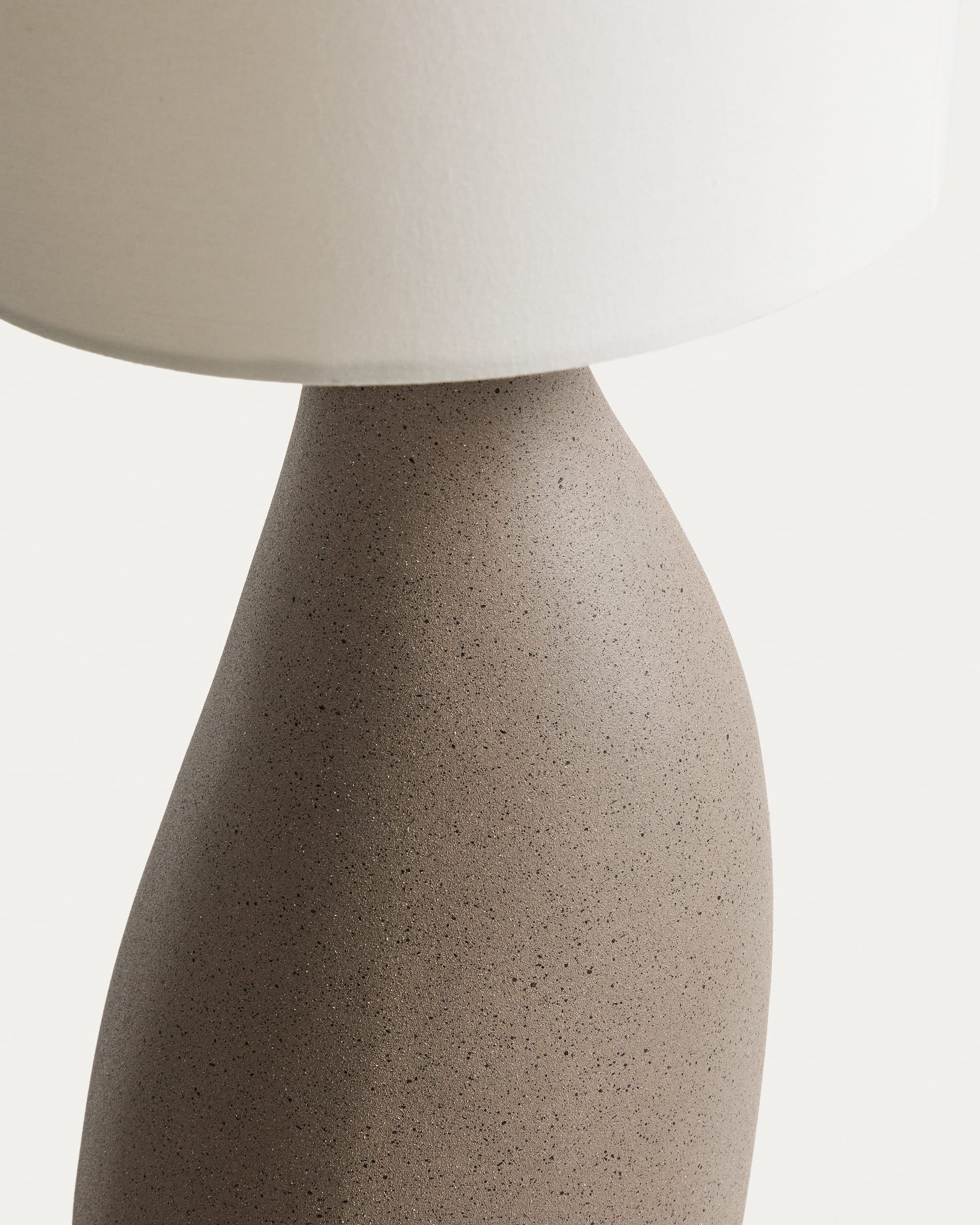 Viona large table lamp with textured stone effect and cotton lampshade