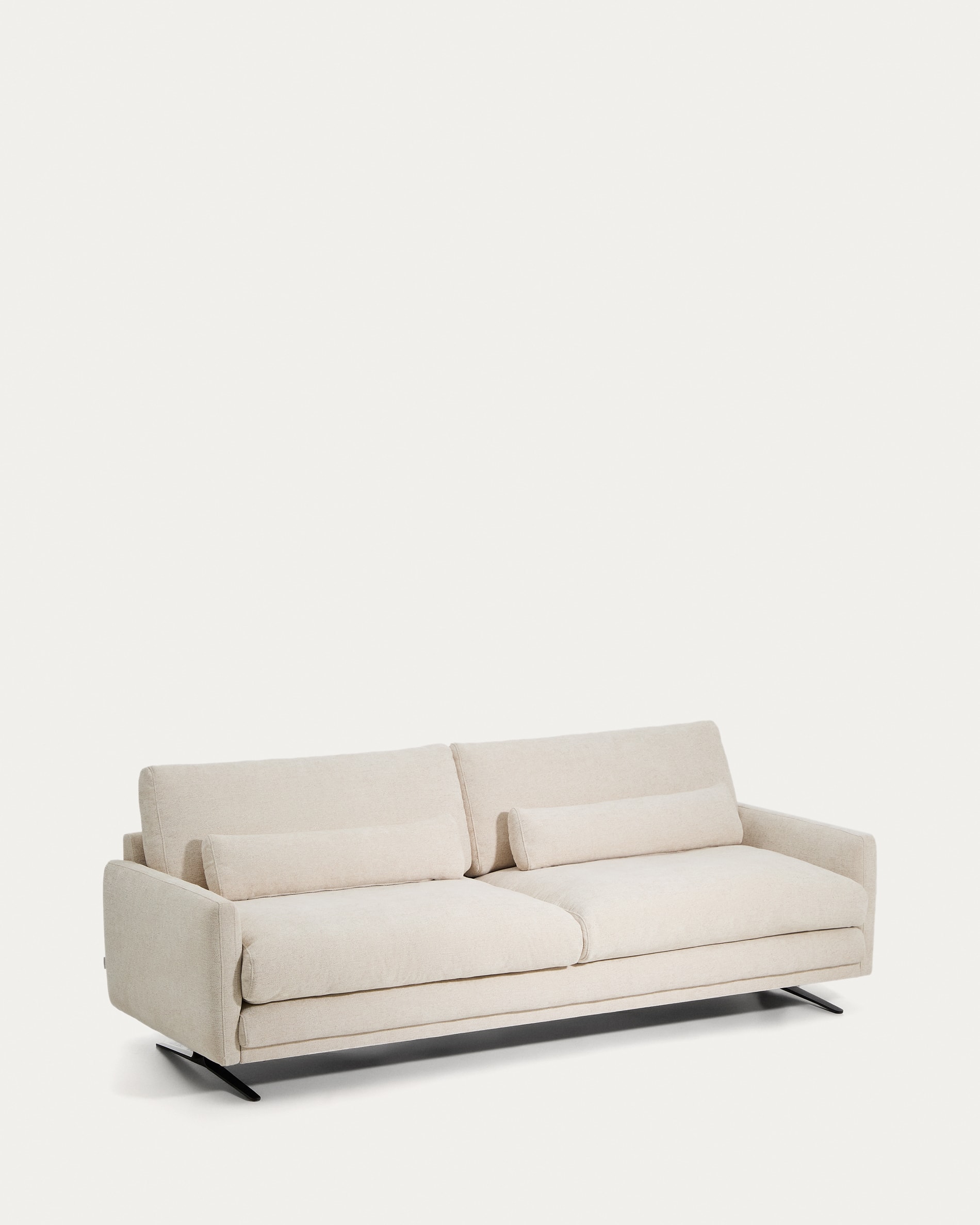 Veliro beige chenille 3-seater sofa with black steel legs 240cm FSC Mix Credit