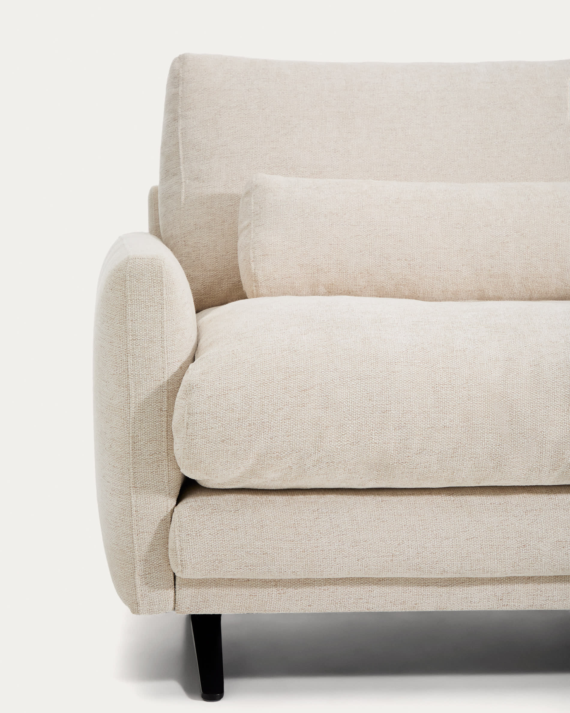 Veliro beige chenille 3-seater sofa with black steel legs 240cm FSC Mix Credit