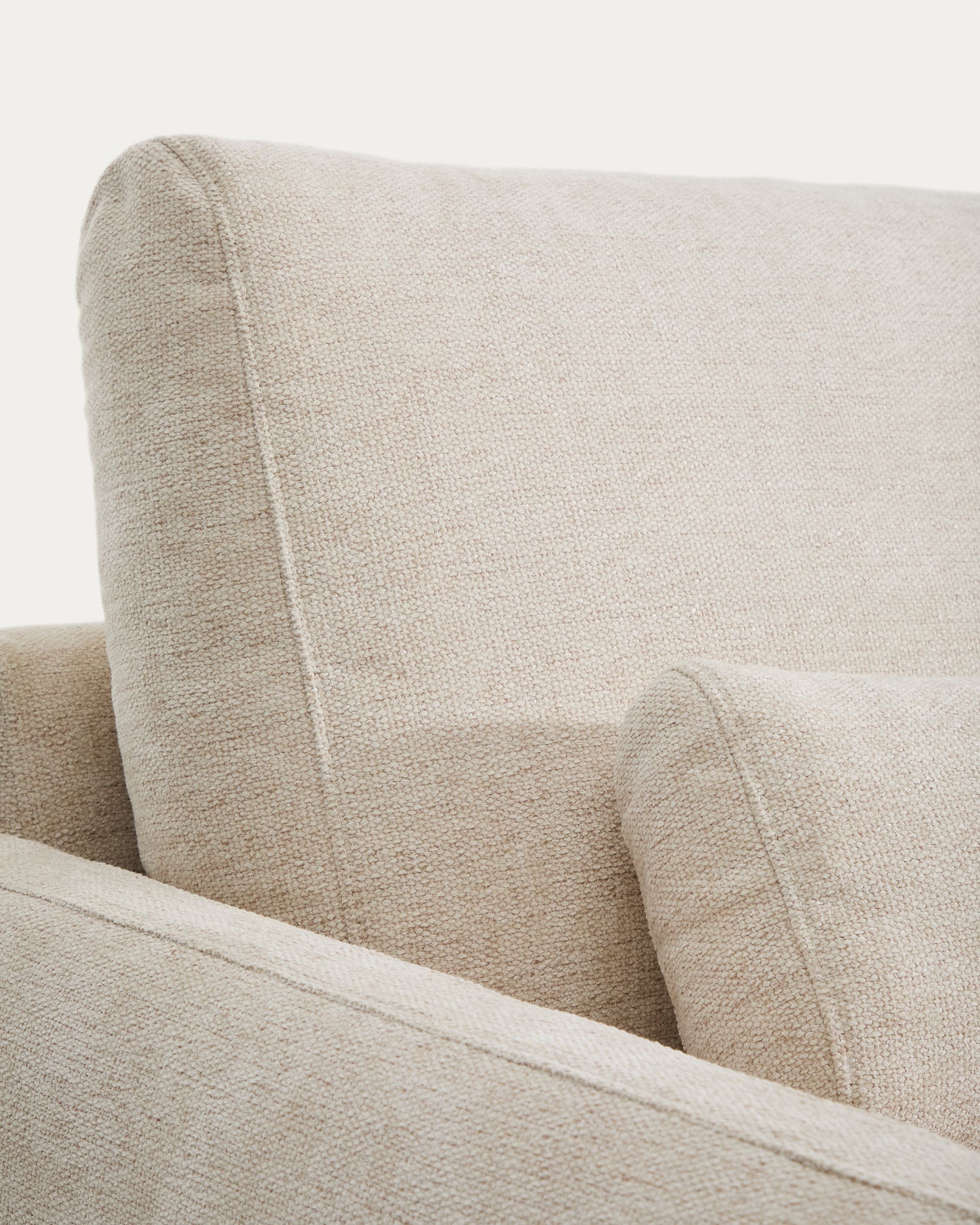 Veliro beige chenille 3-seater sofa with black steel legs 240cm FSC Mix Credit