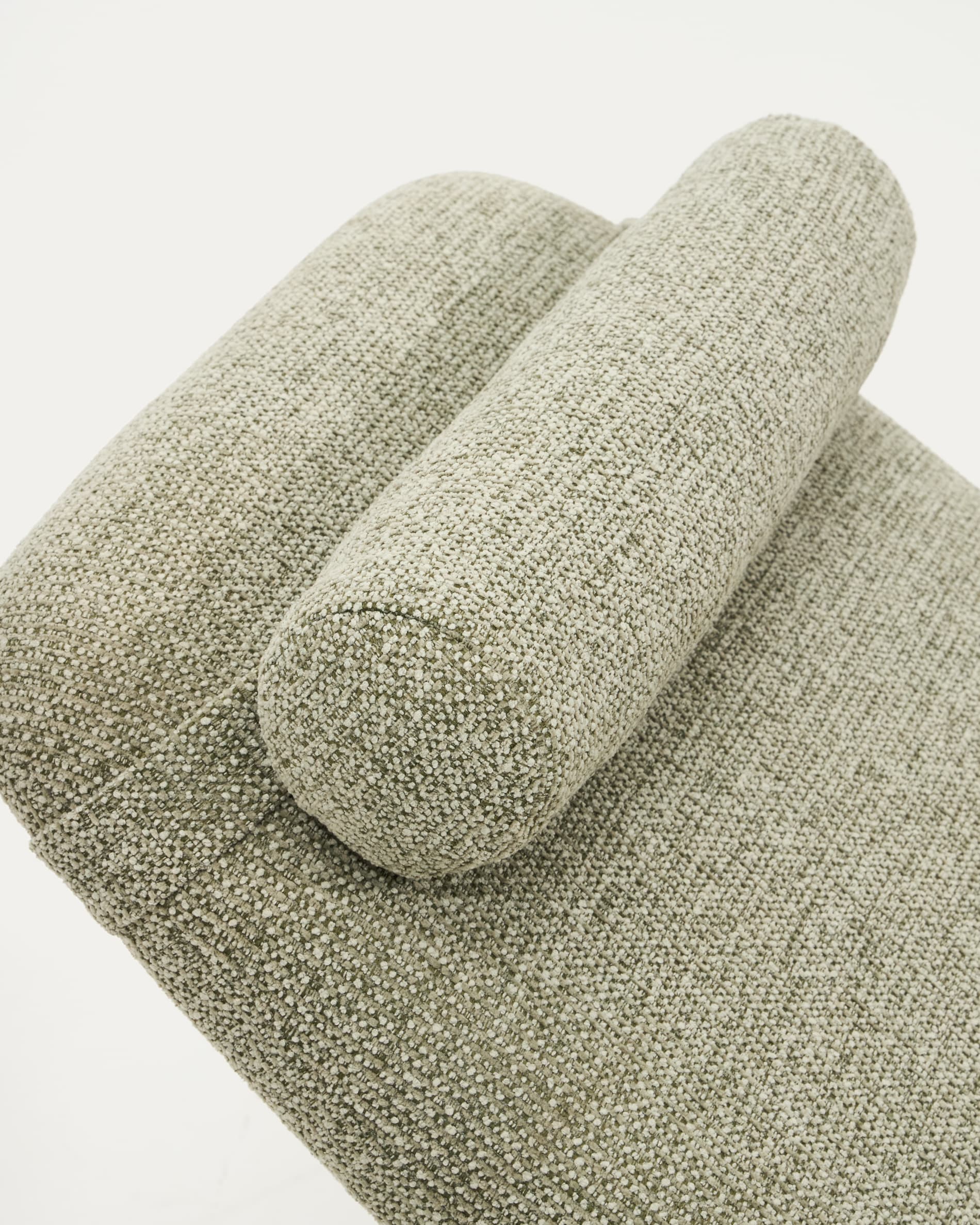 Osla divan in green chenille with brushed graphite stainless steel legs FSC 100% 174 cm
