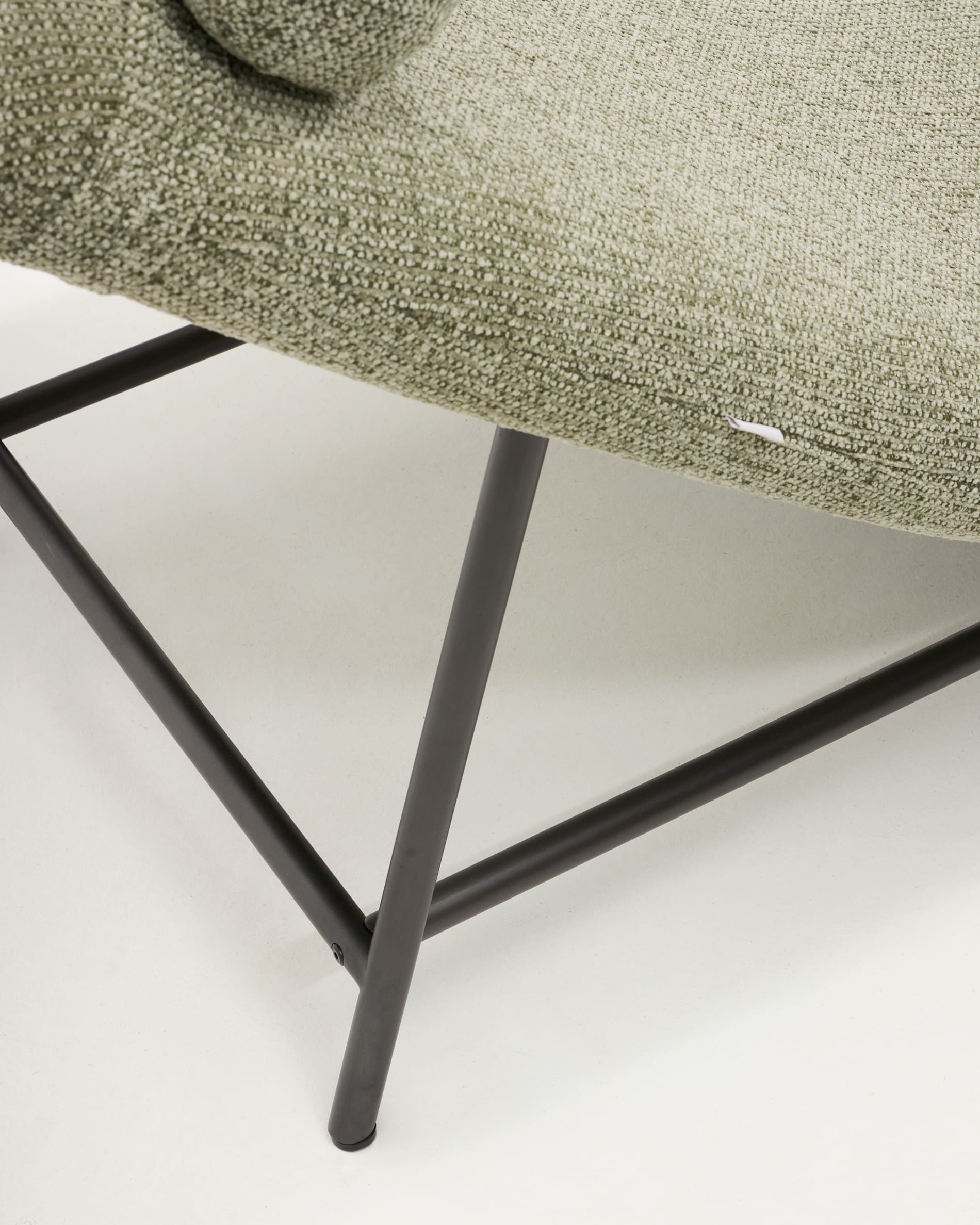 Osla divan in green chenille with brushed graphite stainless steel legs FSC 100% 174 cm