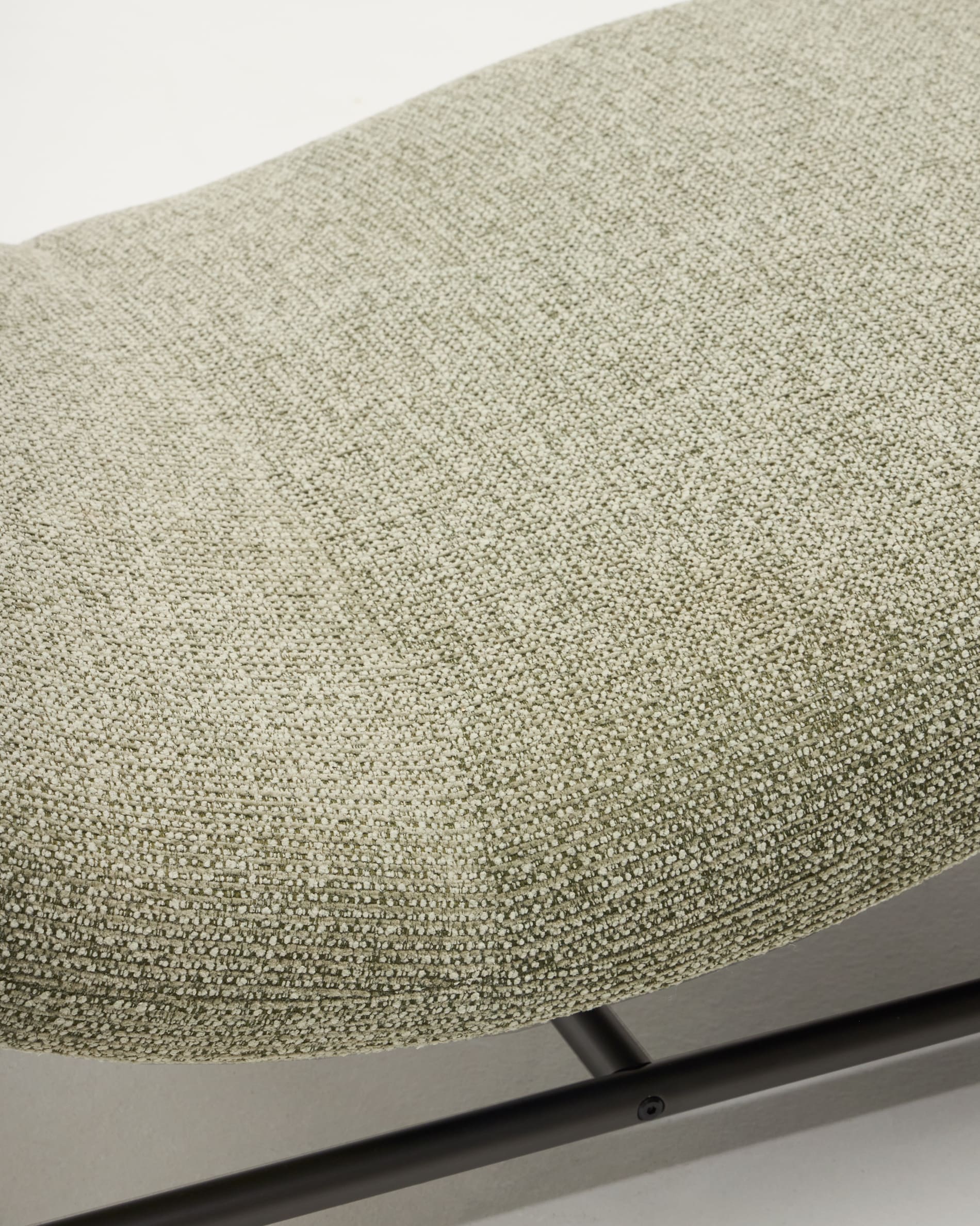Osla divan in green chenille with brushed graphite stainless steel legs FSC 100% 174 cm