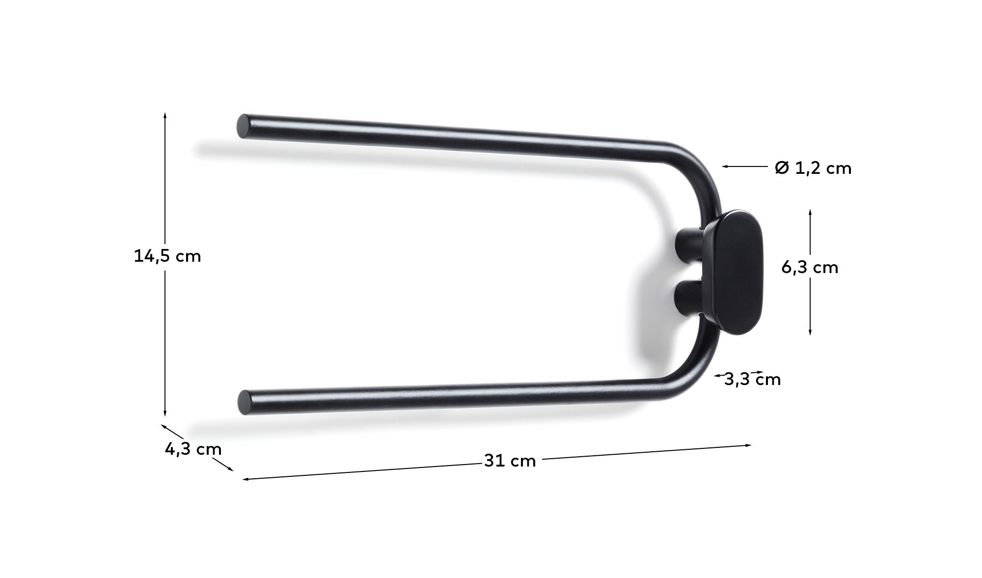 Black metal Arely twin-handle towel rail