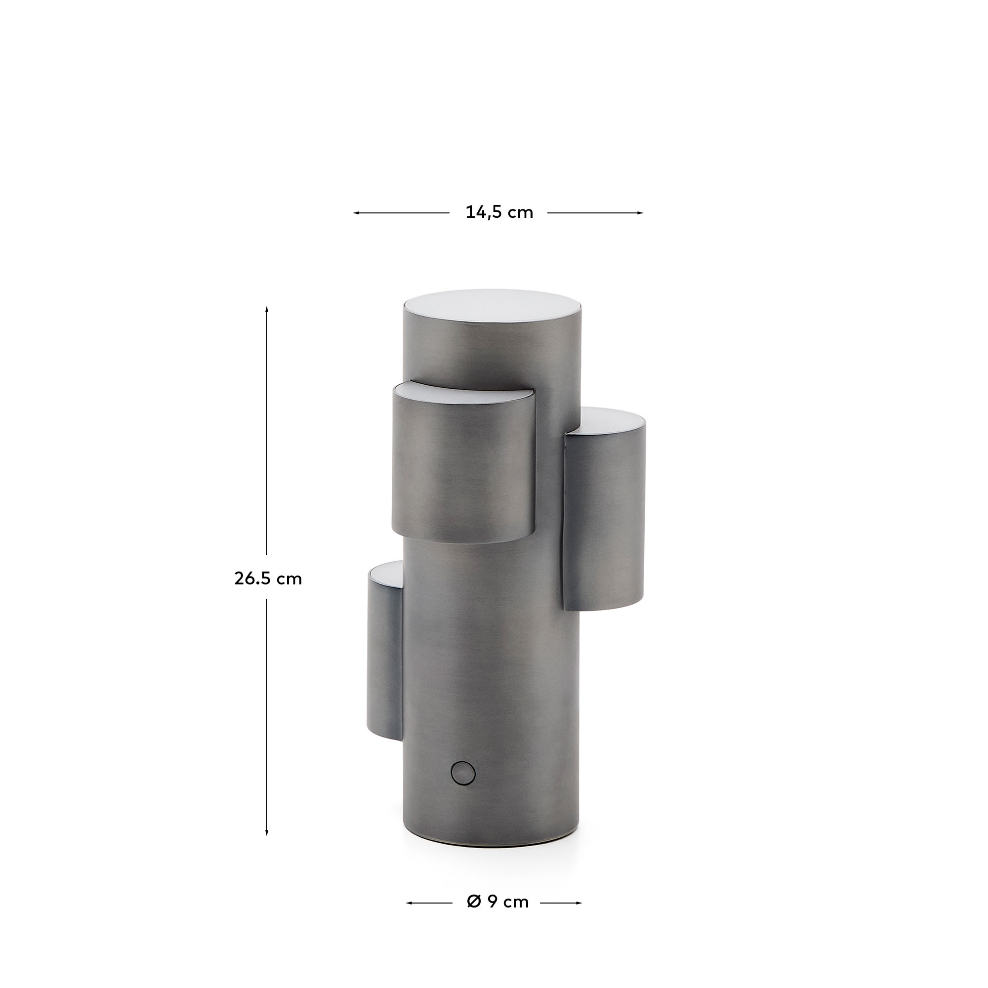 Adrina portable LED table lamp in dark grey metal with brushed finish
