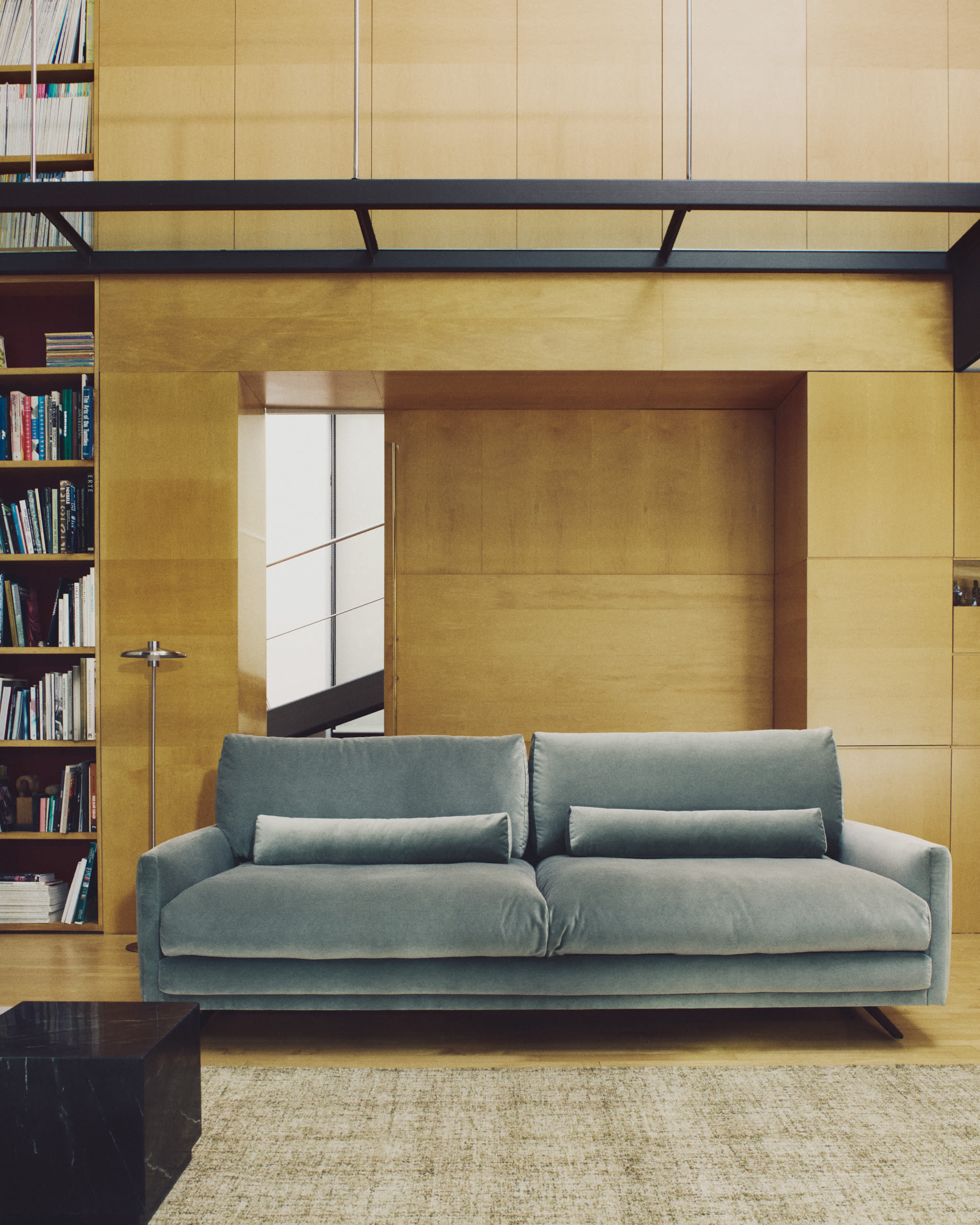 Veliro green velvet 3-seater sofa with black steel legs 240cm FSC Mix Credit