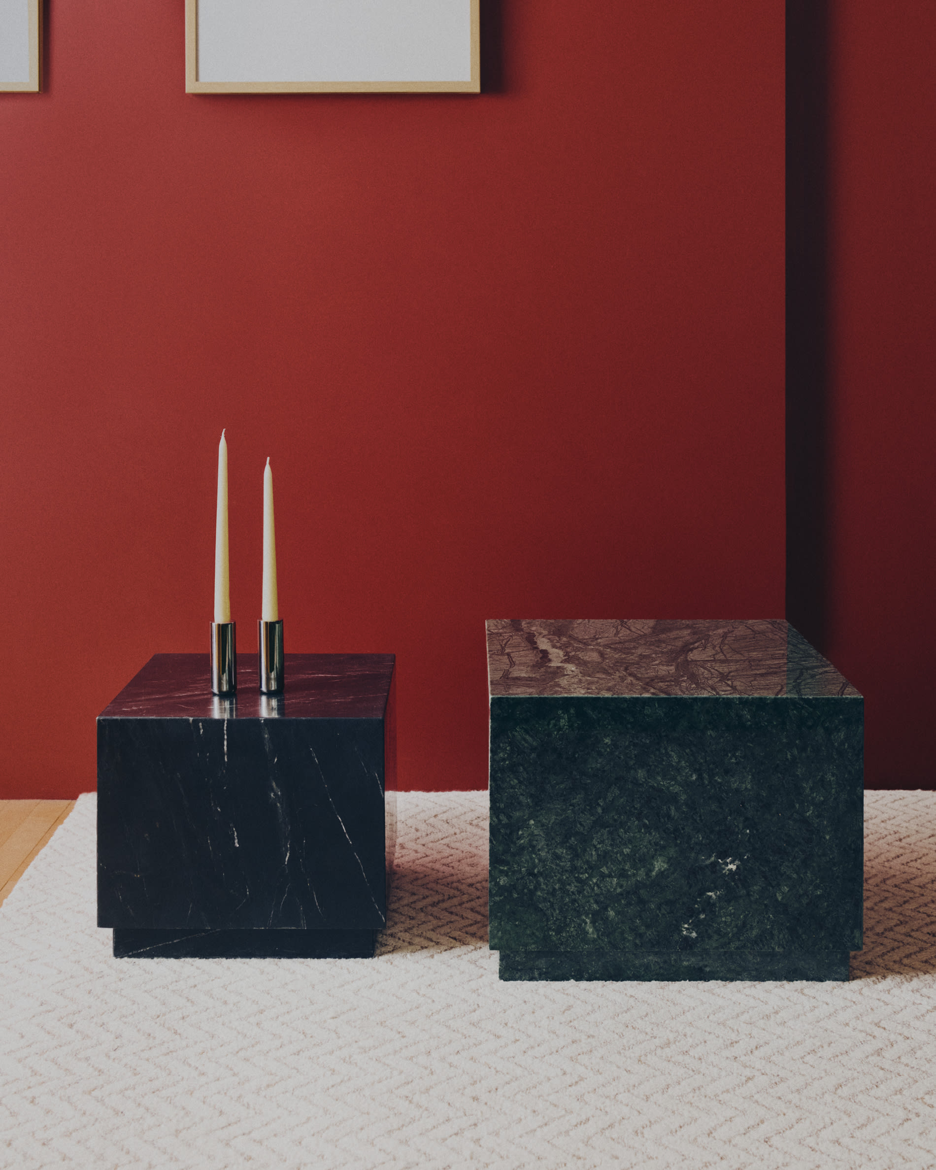 Sorein side table in green marble 40 x 40 cm