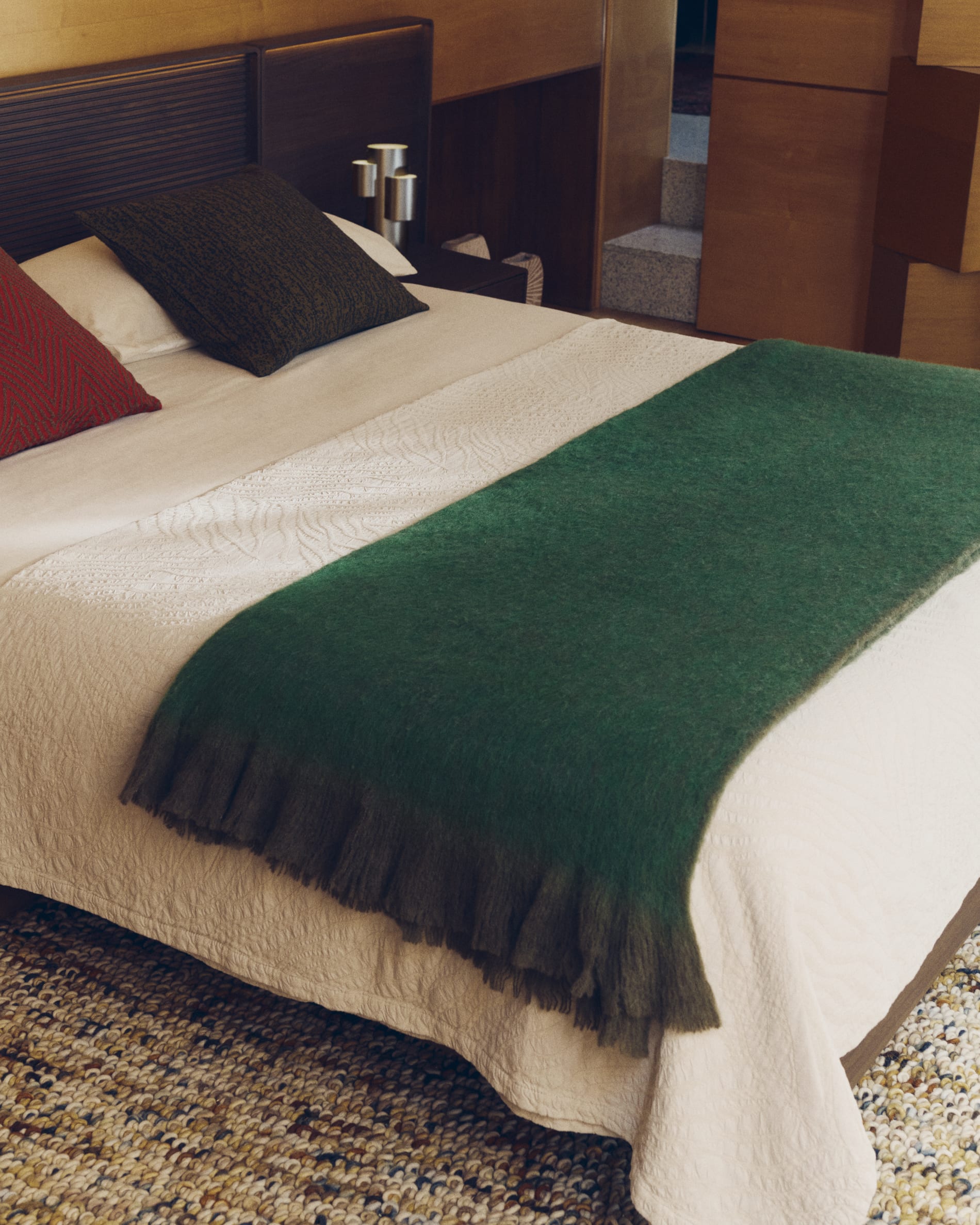 Nautica - Couverture, literie réversible en Flanelle avec Polaire tricotée reconstituée, décoration d'intérieur Super Douce (Texture Fairisle Vert, 127 x 177,8 cm