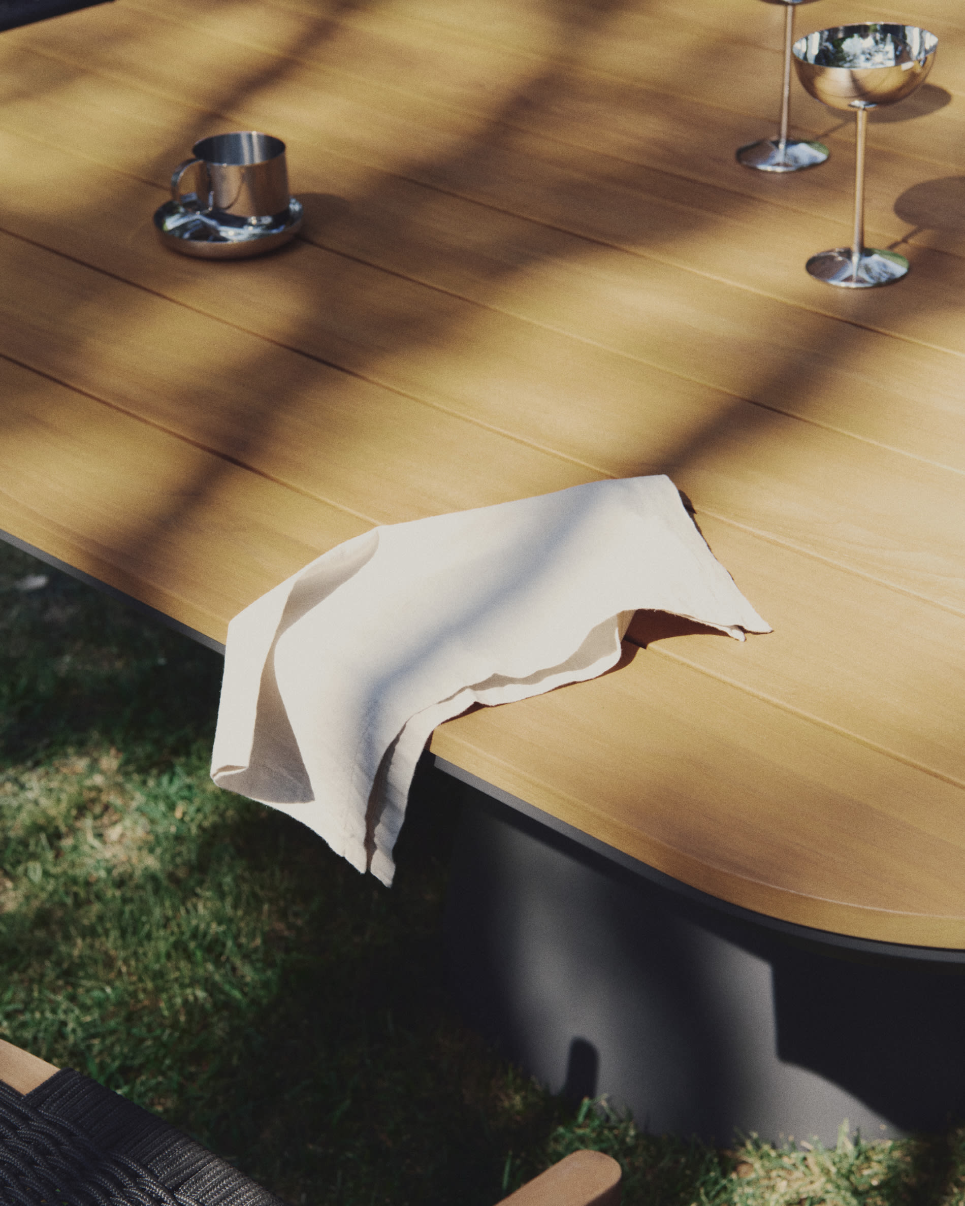 Aldine set of 2 linen blend napkins in stone grey