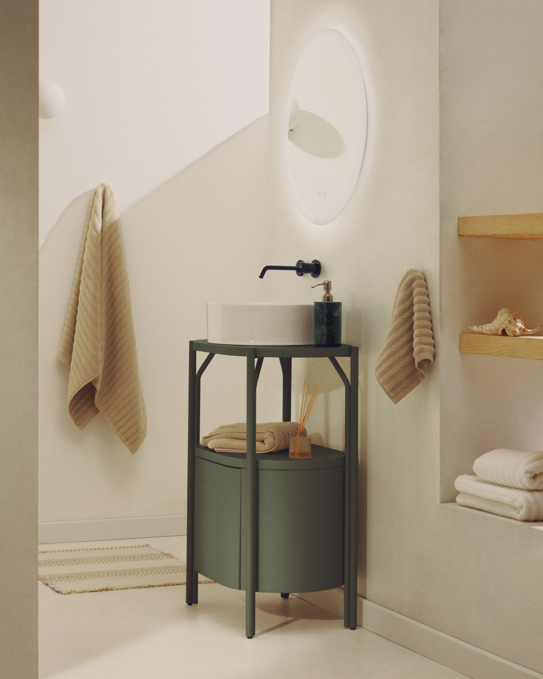 Arely bathroom vanity unit with steel structure and green lacquered MDF 60 x 40cm