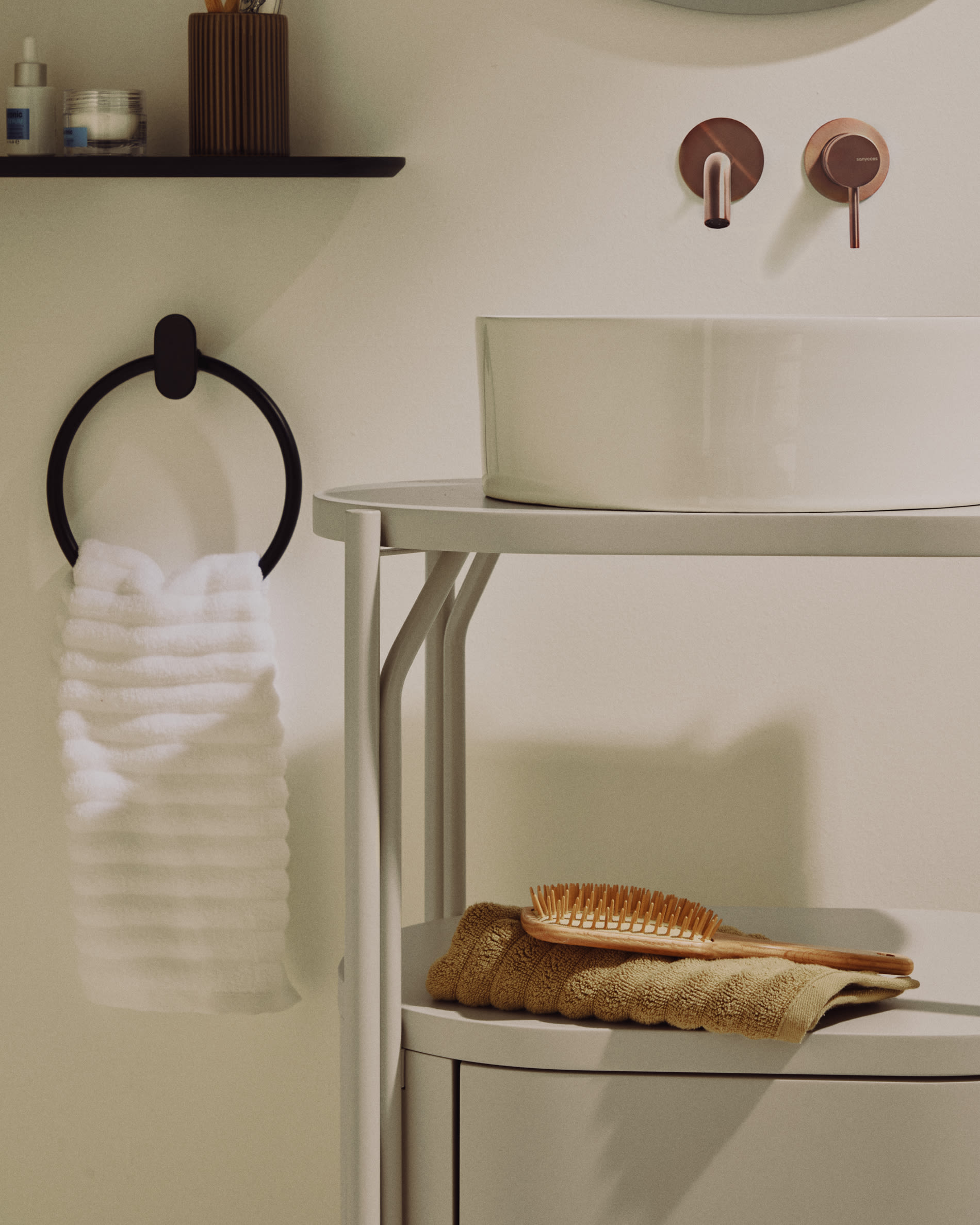 Arely bathroom vanity unit with steel structure and white lacquered MDF 60 x 40cm