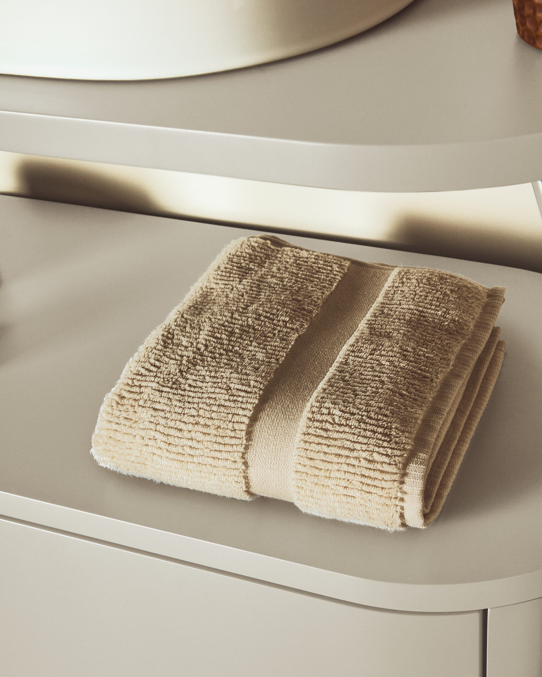 Olvira 100% cotton beige jacquard hand towel 30 x 50cm