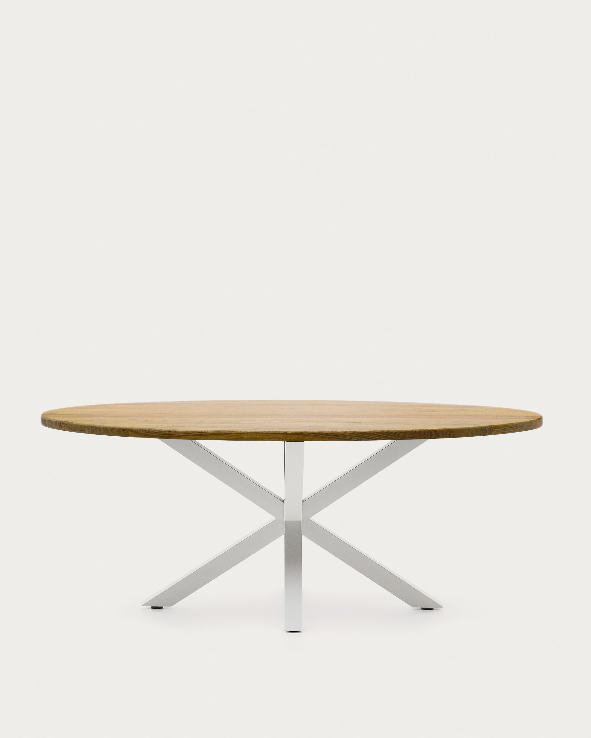 Argo oval table in solid acacia wood and steel legs with white finish Ø ...