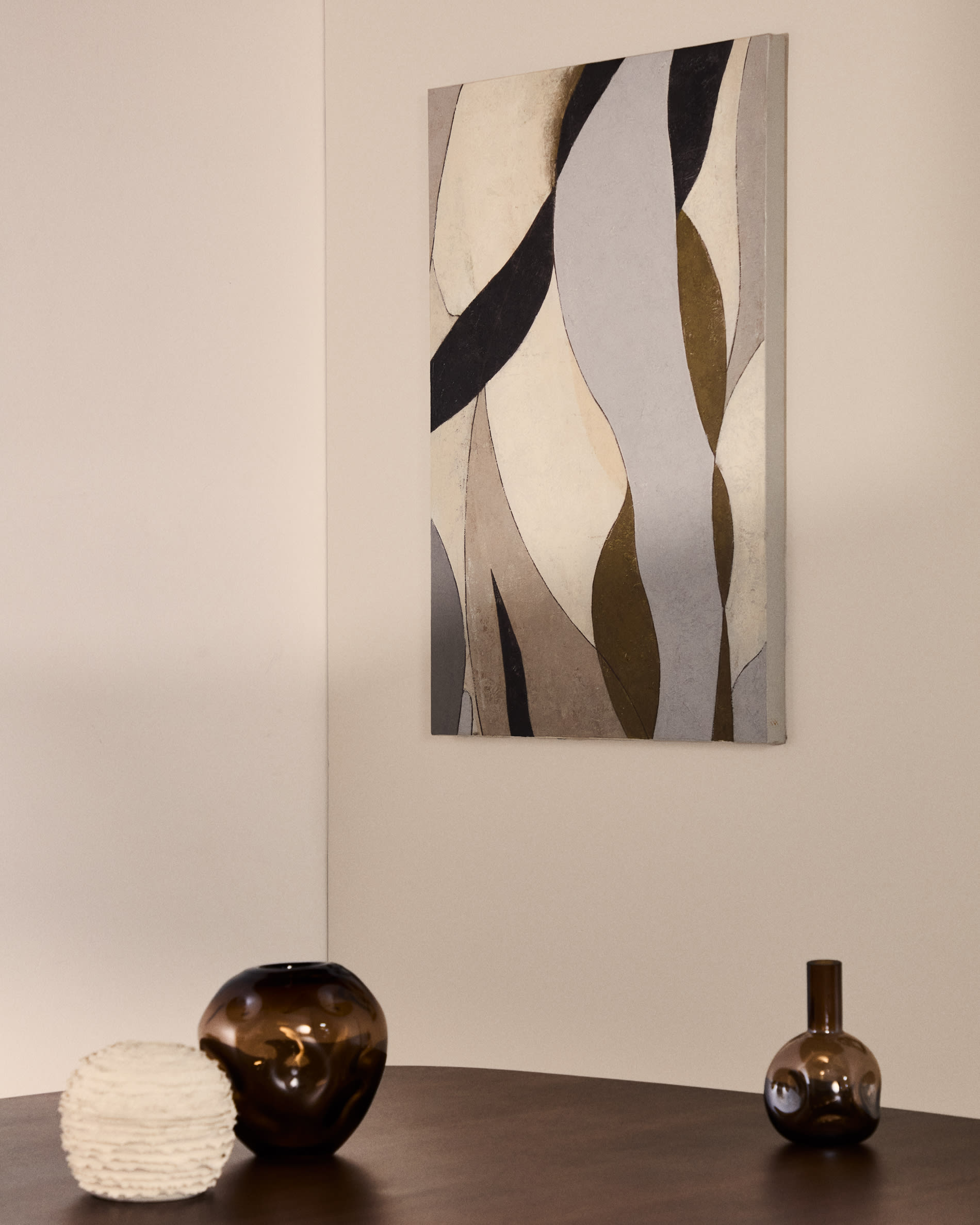 Marvilo grey and mustard abstract canvas 60 x 90cm