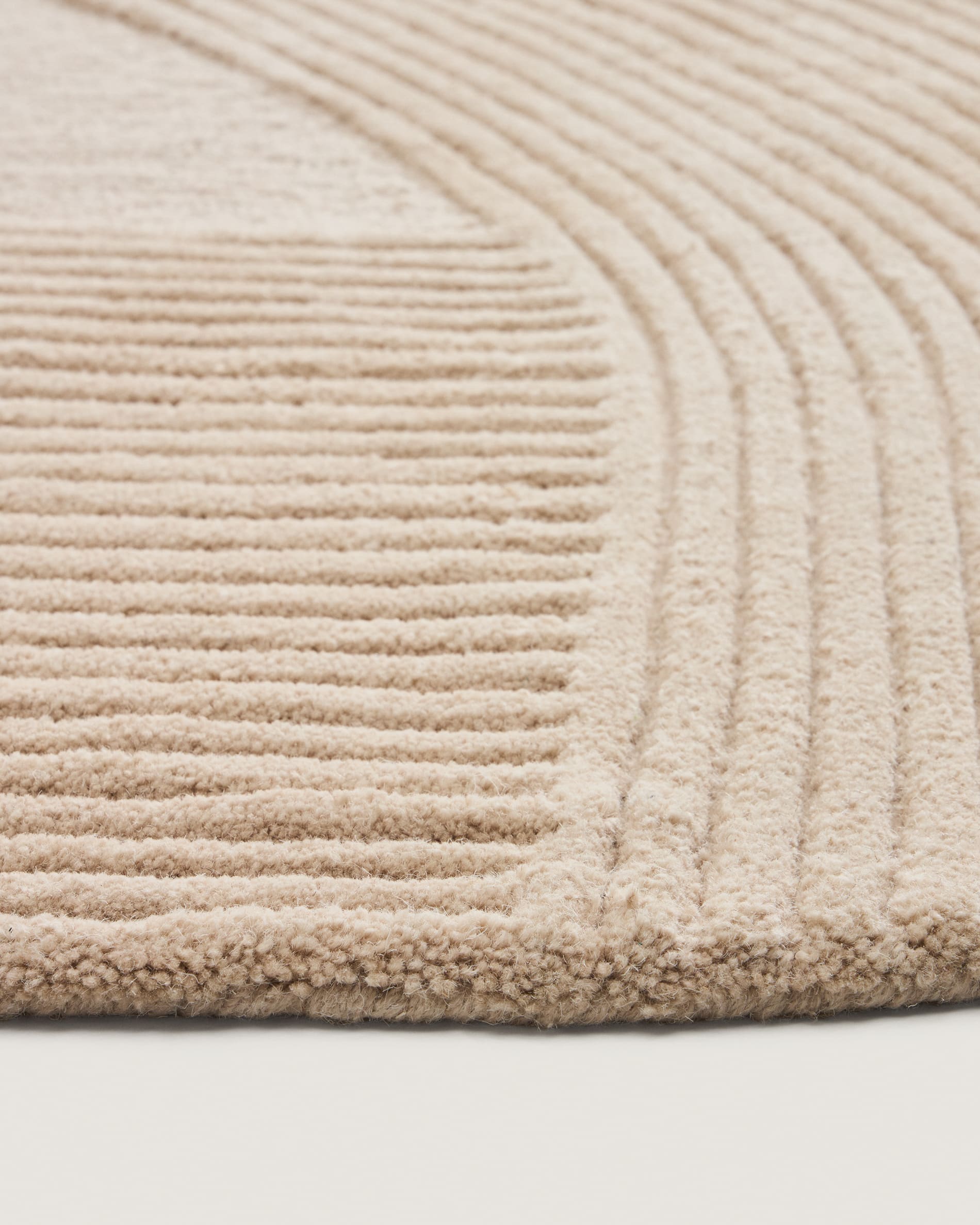 Domm beige wool rug, Ø 200 cm