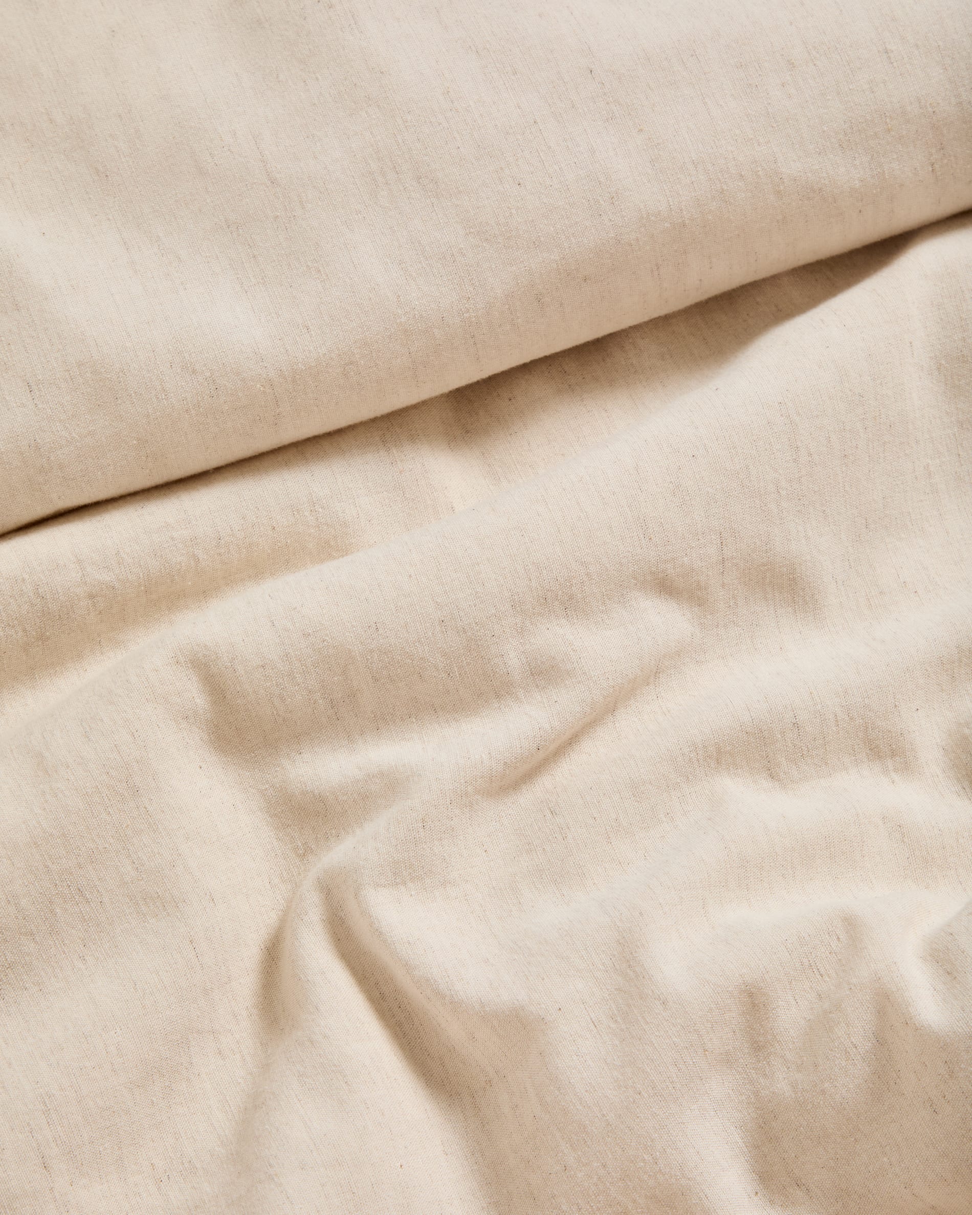 Virelda duvet cover and pillowcase set in beige cotton and linen with embroidered detail for 150cm bed