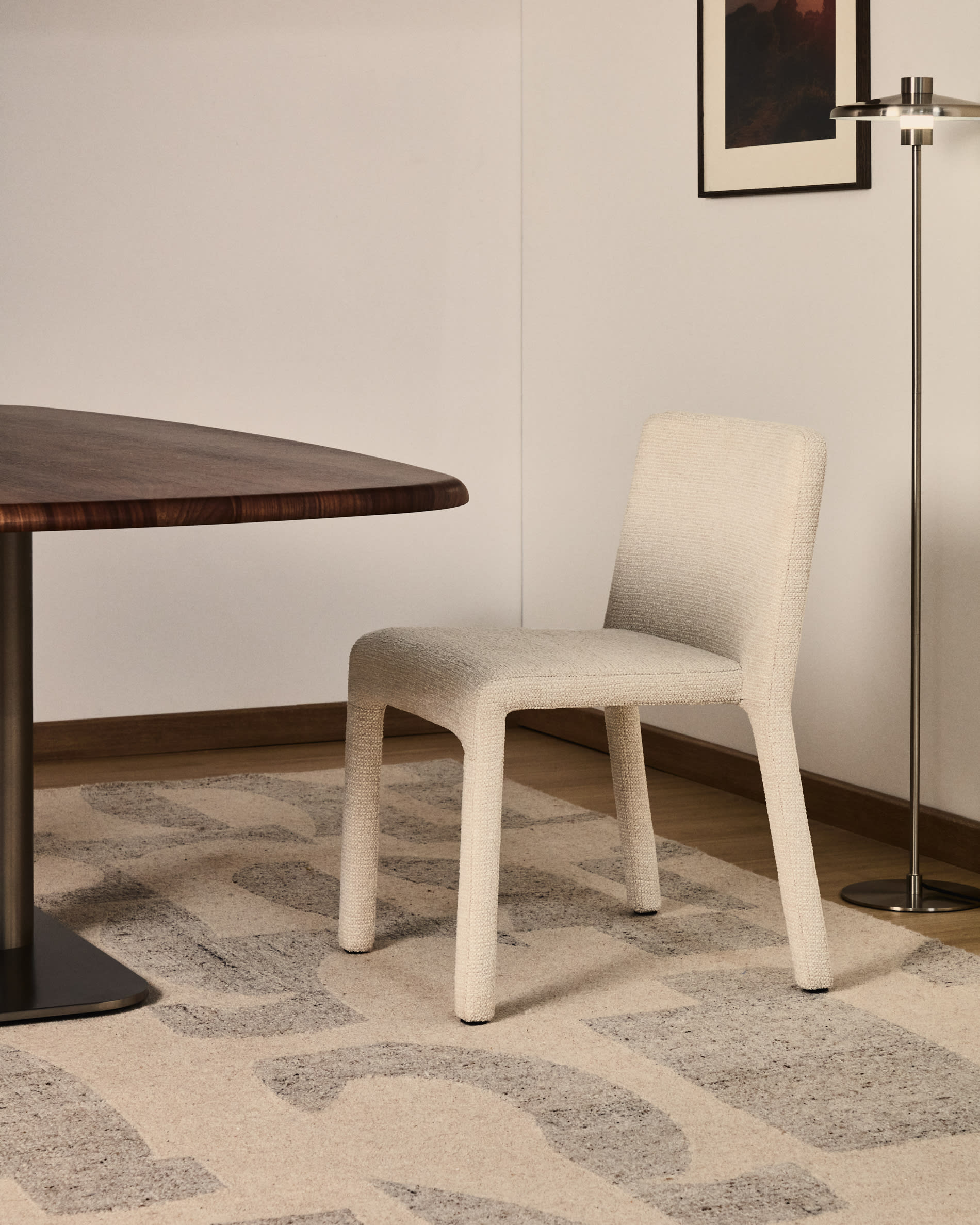 Loria beige chenille stackable chair FSC 100%