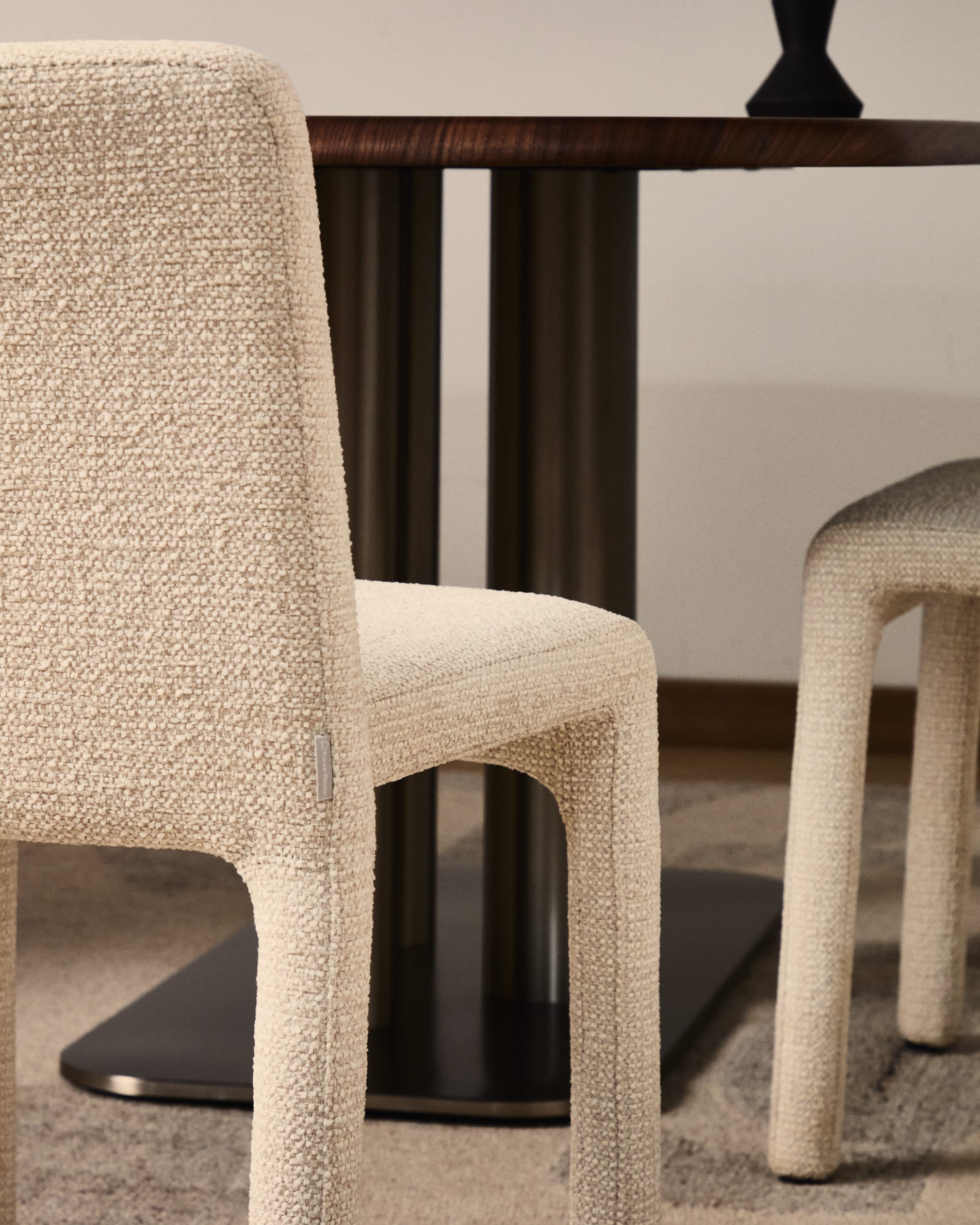 Loria beige chenille stackable chair FSC 100%