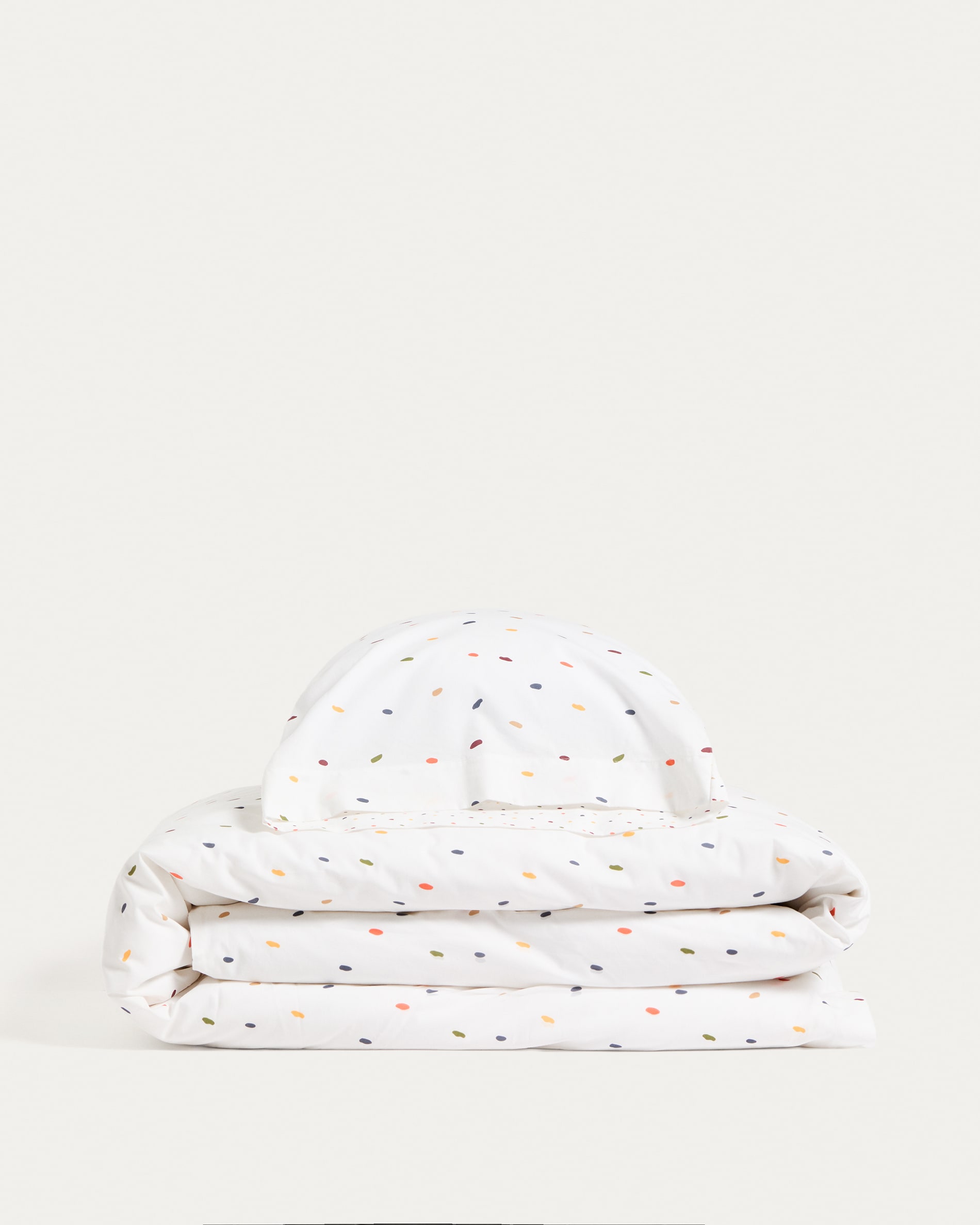 Epifania duvet cover and pillowcase set in cotton percale with multicolour print for 90cm bed