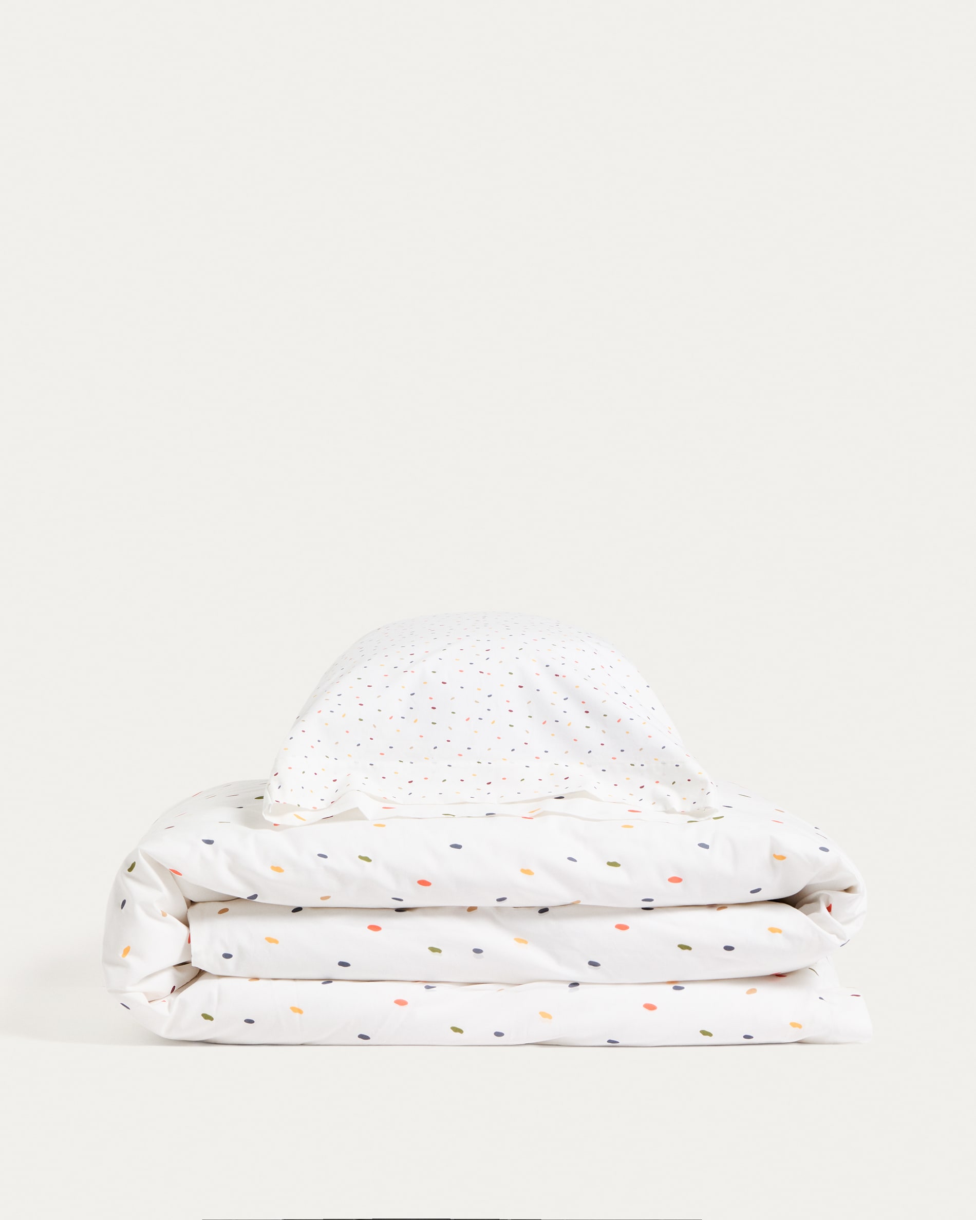 Epifania duvet cover and pillowcase set in cotton percale with multicolour print for 90cm bed