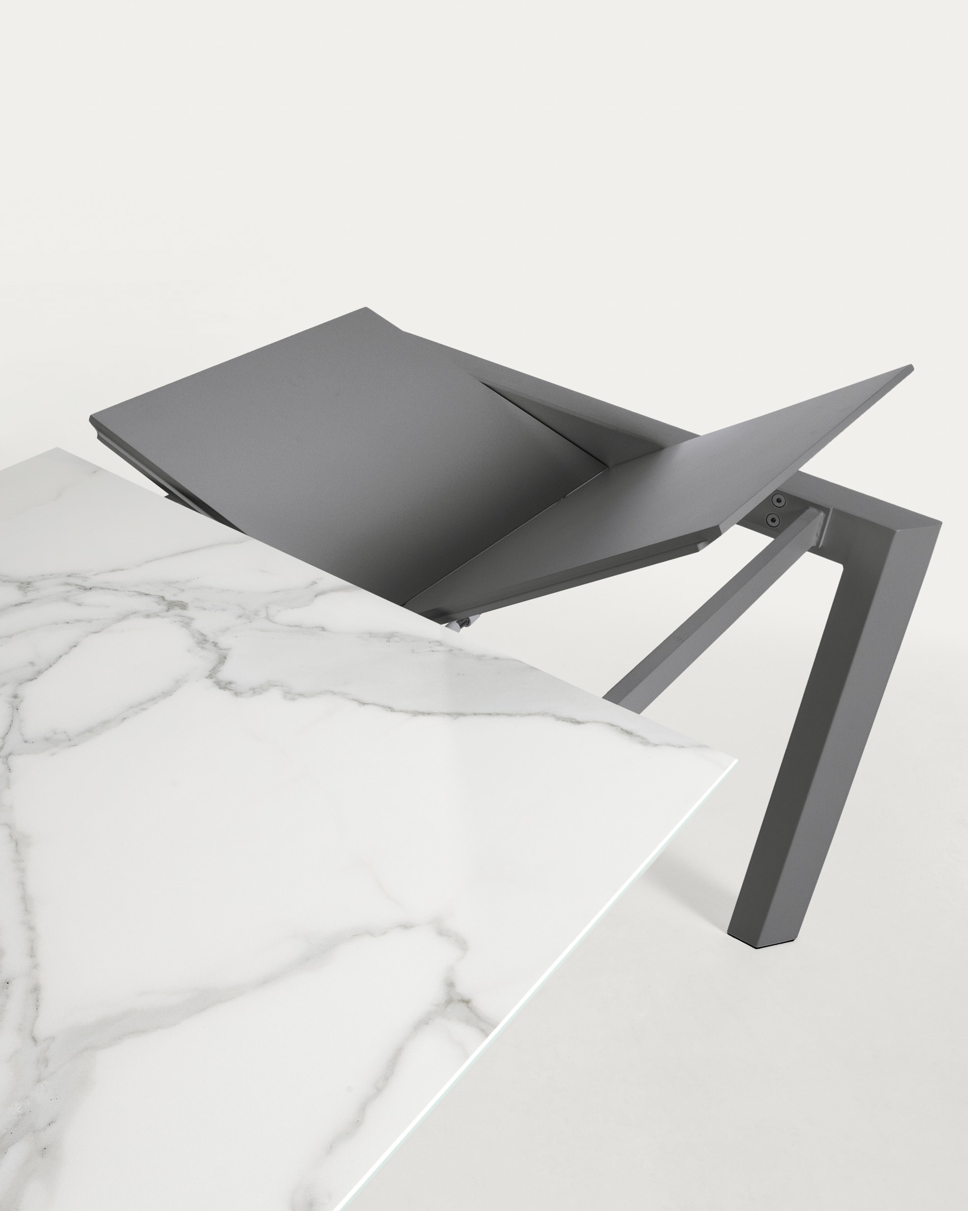 Table extensible Axis grès cérame finition Kalos blanche pieds — Kave Home