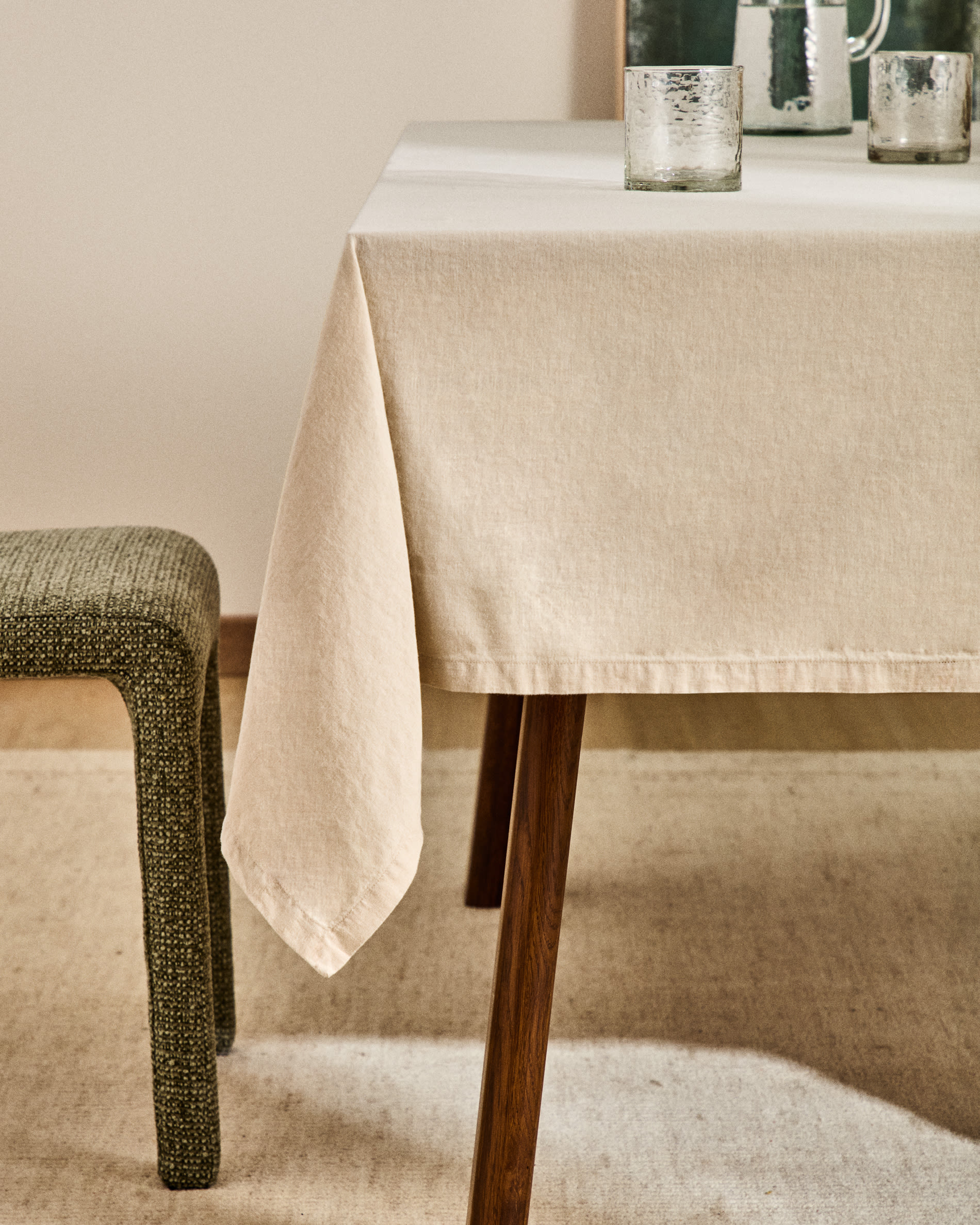 Aldine stone grey linen blend tablecloth 170 x 250 cm