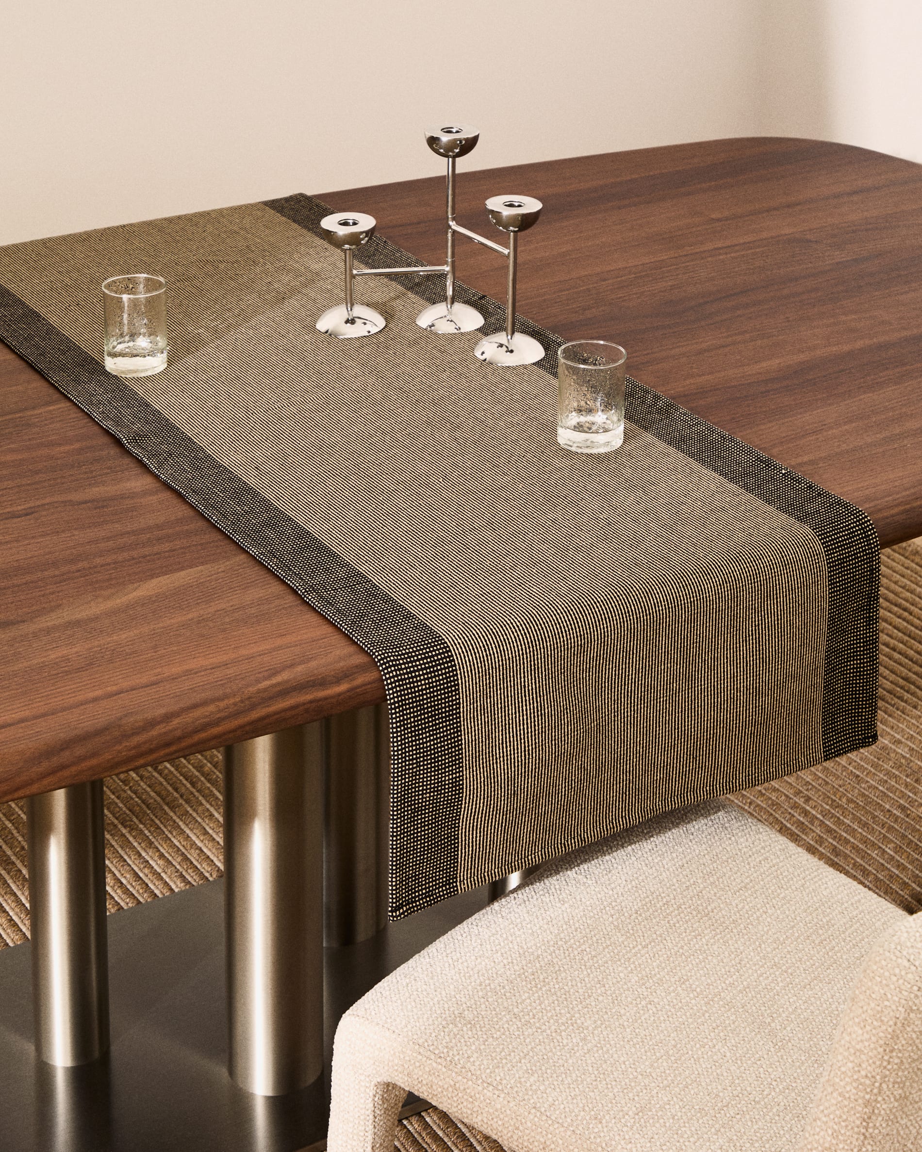 Briven black 100% cotton table runner 50 x 150cm