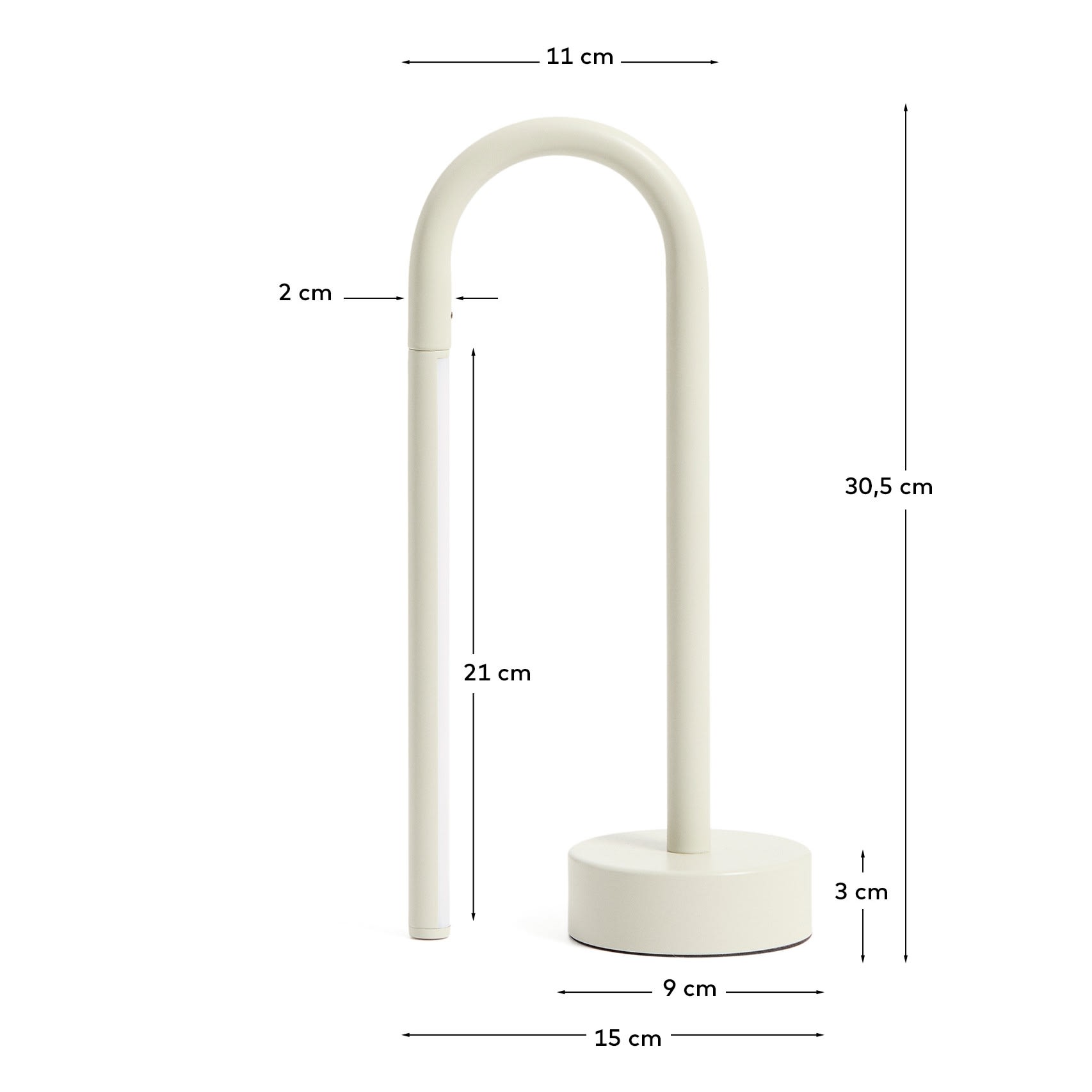 Bow grey aluminium portable table lamp