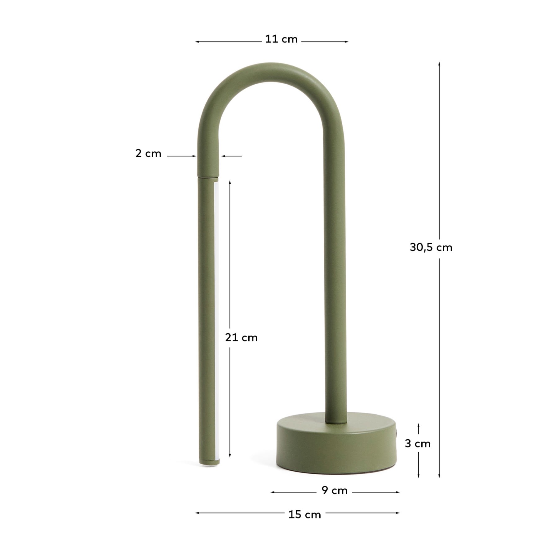 Bow green aluminium portable table lamp