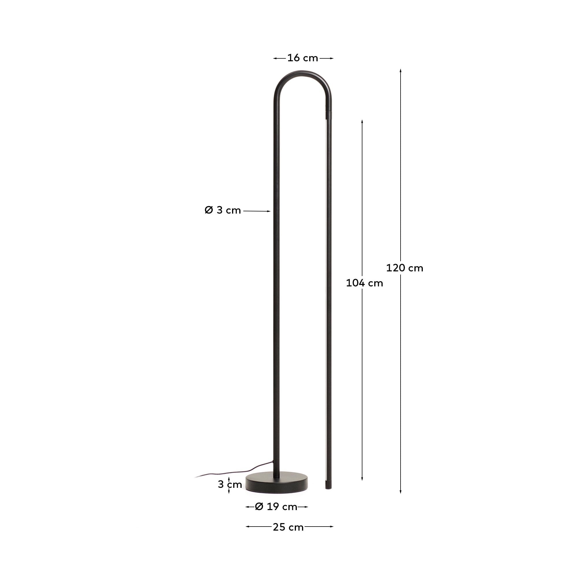 Bow black aluminium floor lamp